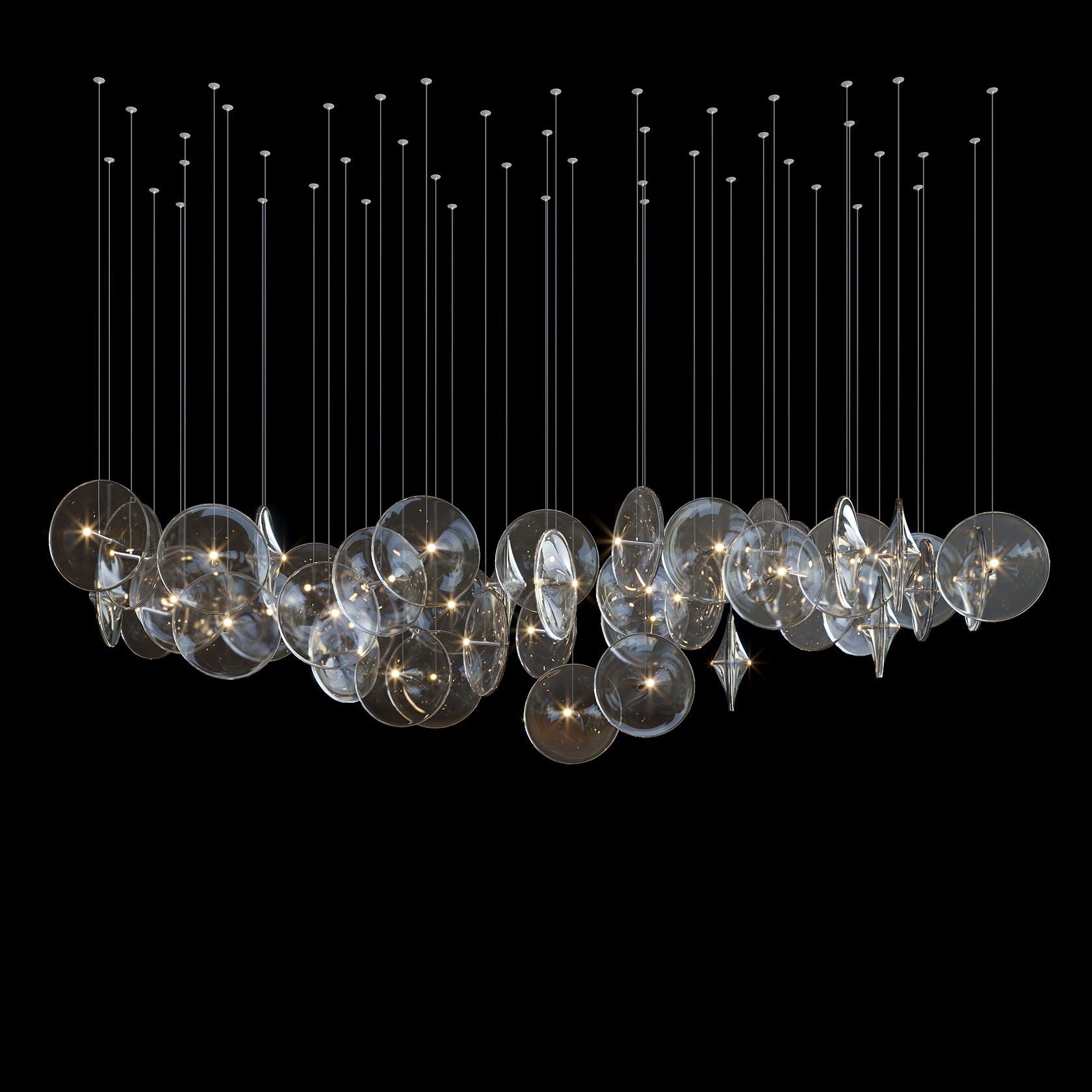 Smoke Glass Disc Cluster Chandelier
