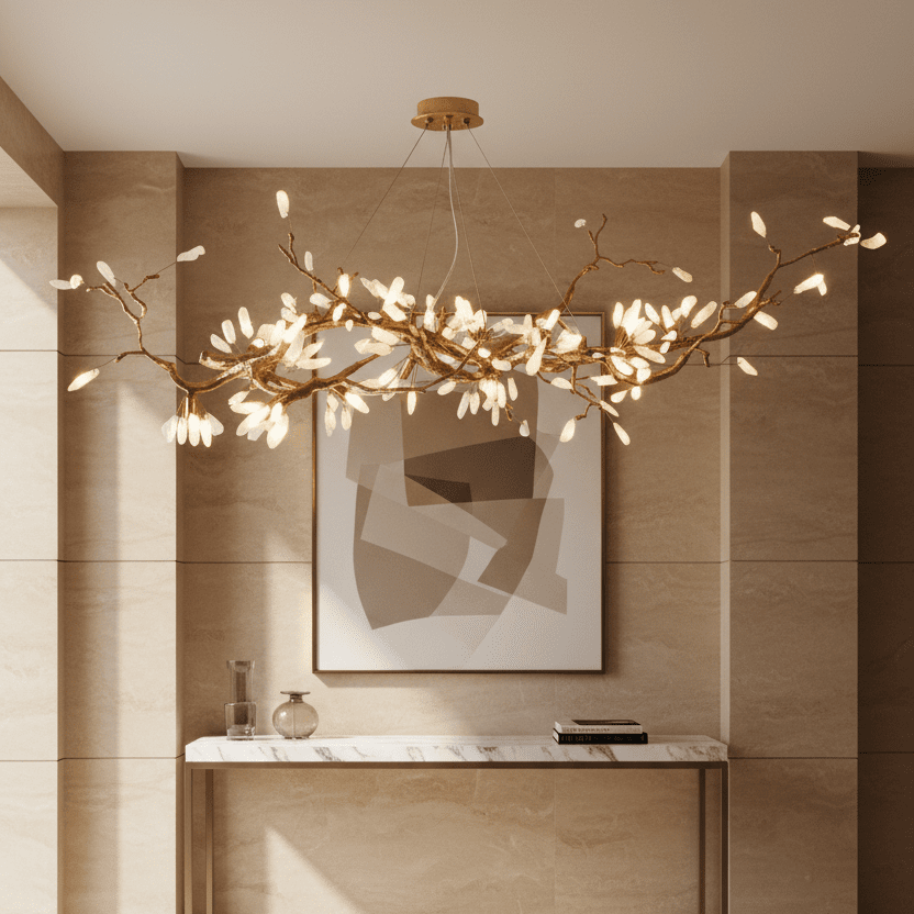 Selenite Crystal Blossom Branching Tree Chandelier by Bling Lighting Studio