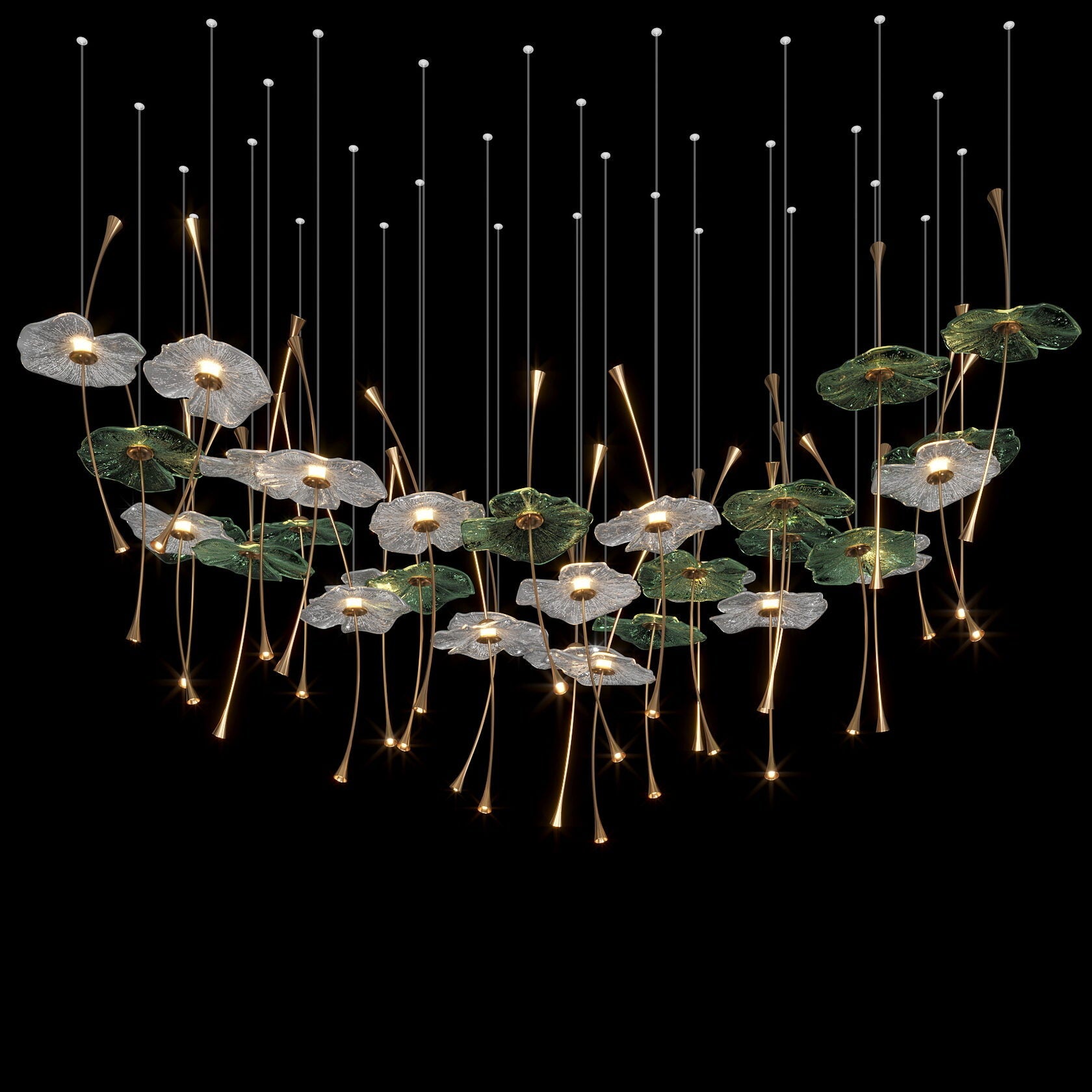 Glass Lotus Pond Chandelier
