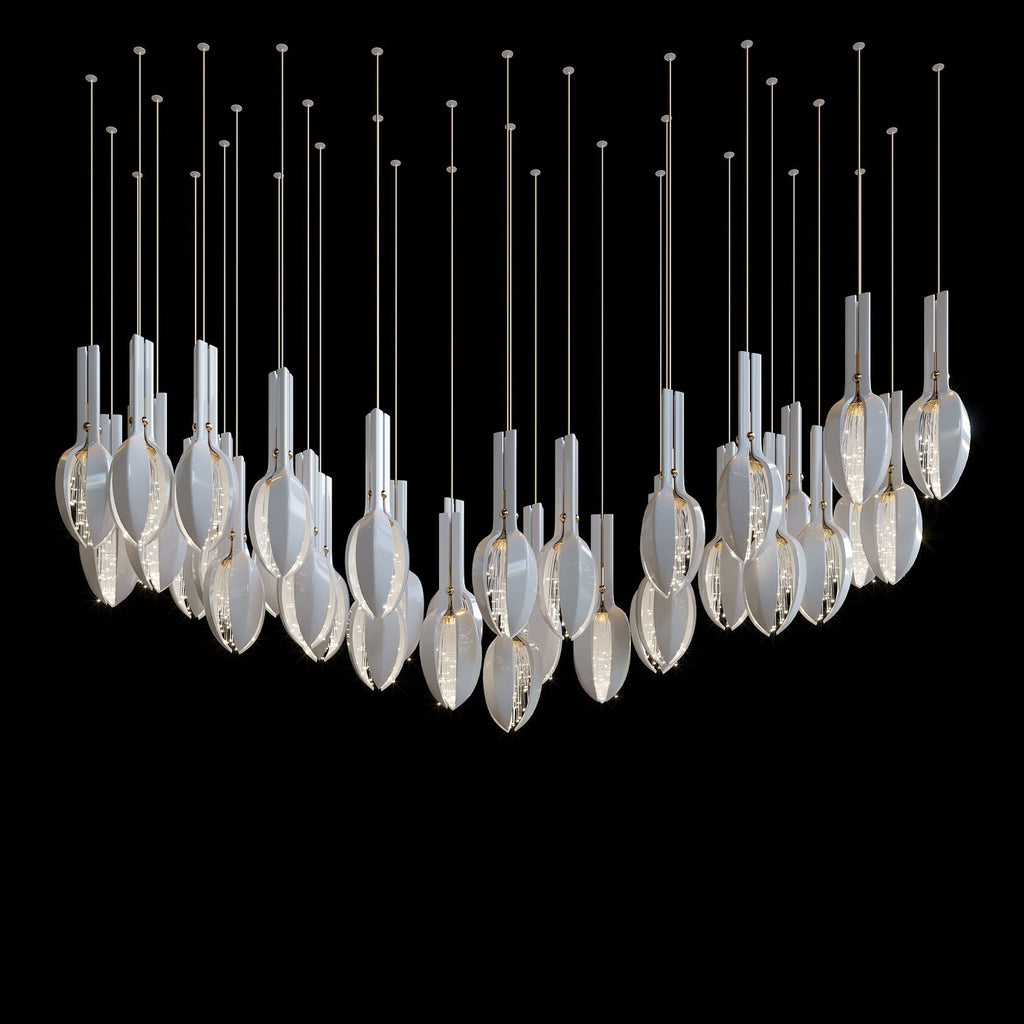 White Seed Pod Garland Chandelier