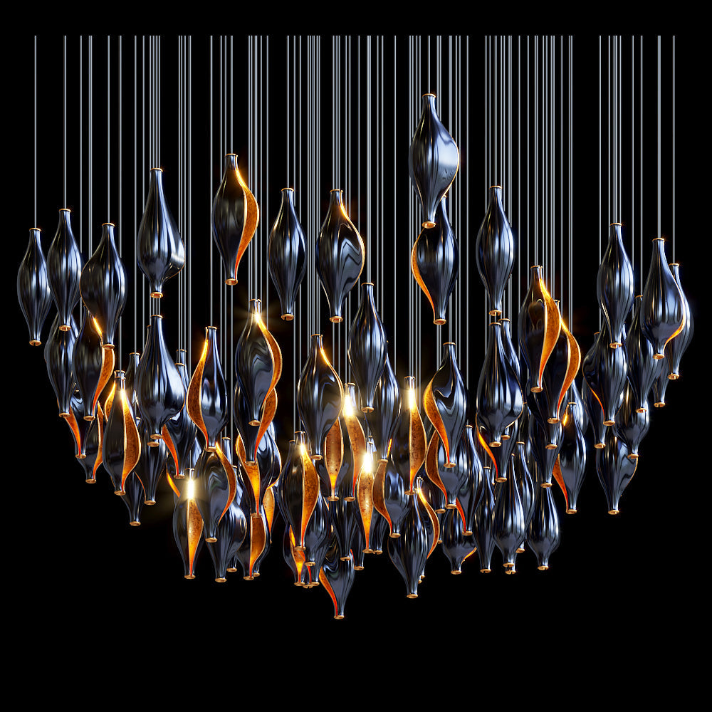 Ivory Ribbon Rain Chandelier