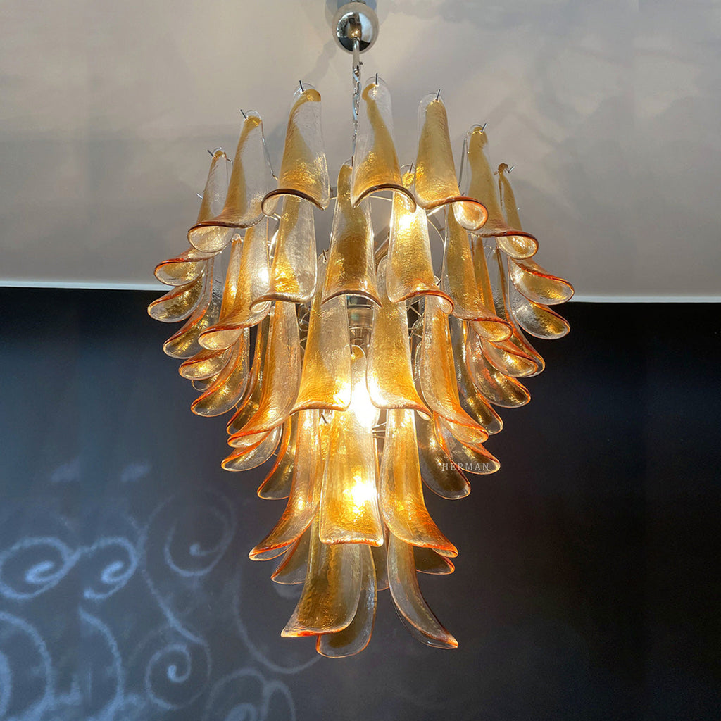 Murano Chandelier – 52 petals – Amber