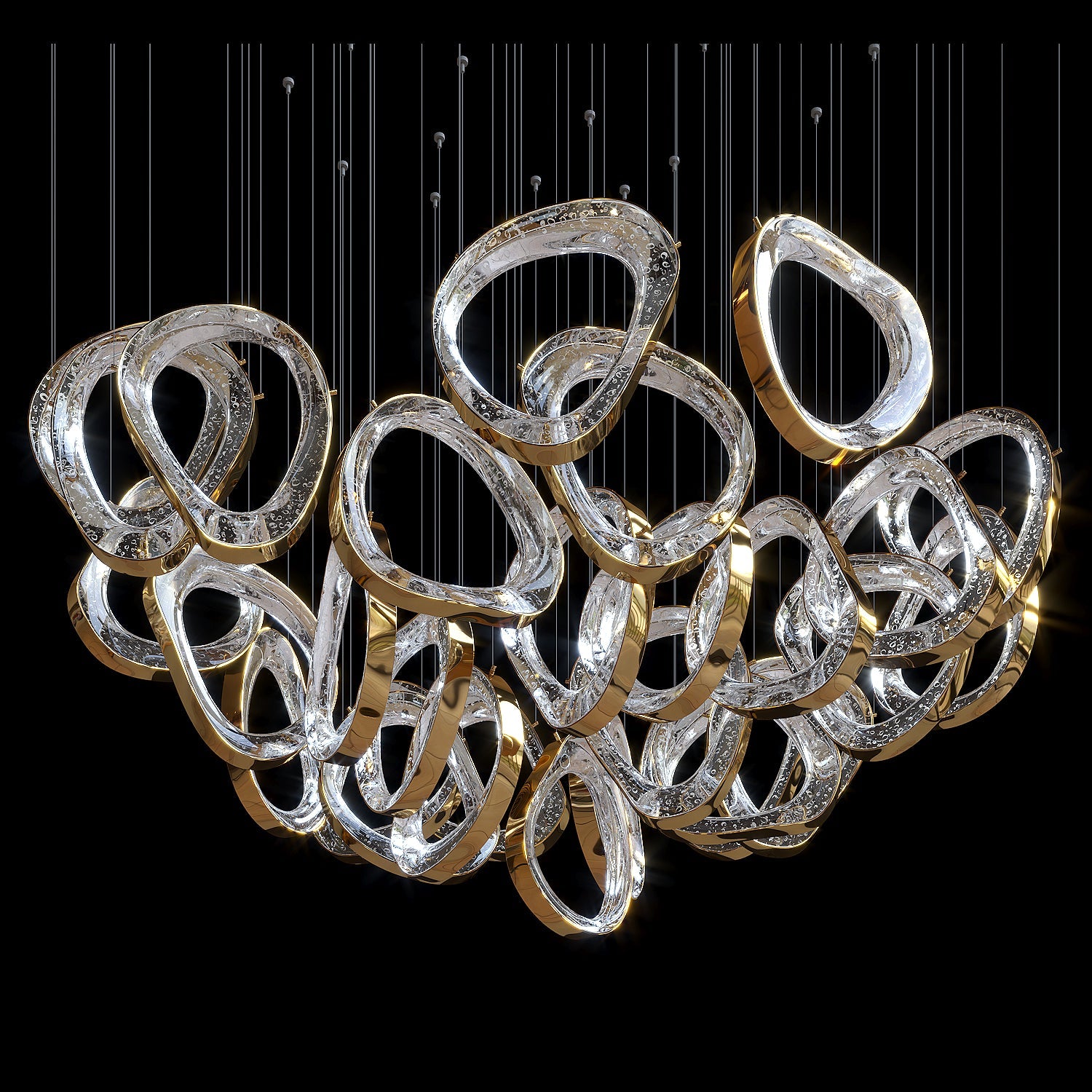 Gold Crystal Loop Chandelier