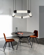 Ring lamps on string suspension in the form of pentagons made of Spanish marble and metal corners