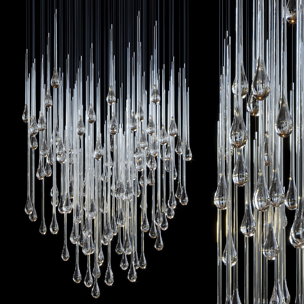 Crystal Teardrop Tube Rain Chandelier