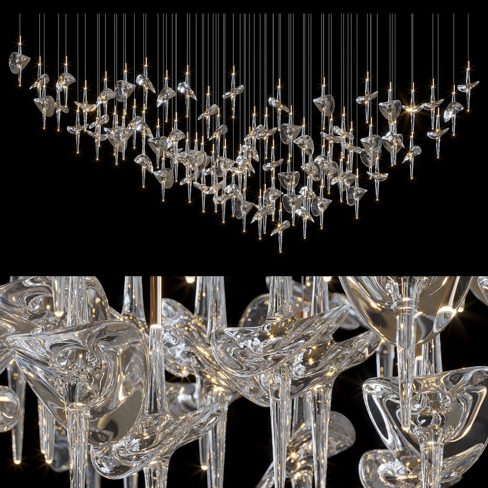 Crystal Disc Spire Chandelier