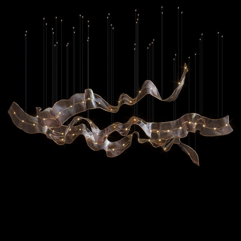 Bronze Ribbon Wave Chandelier