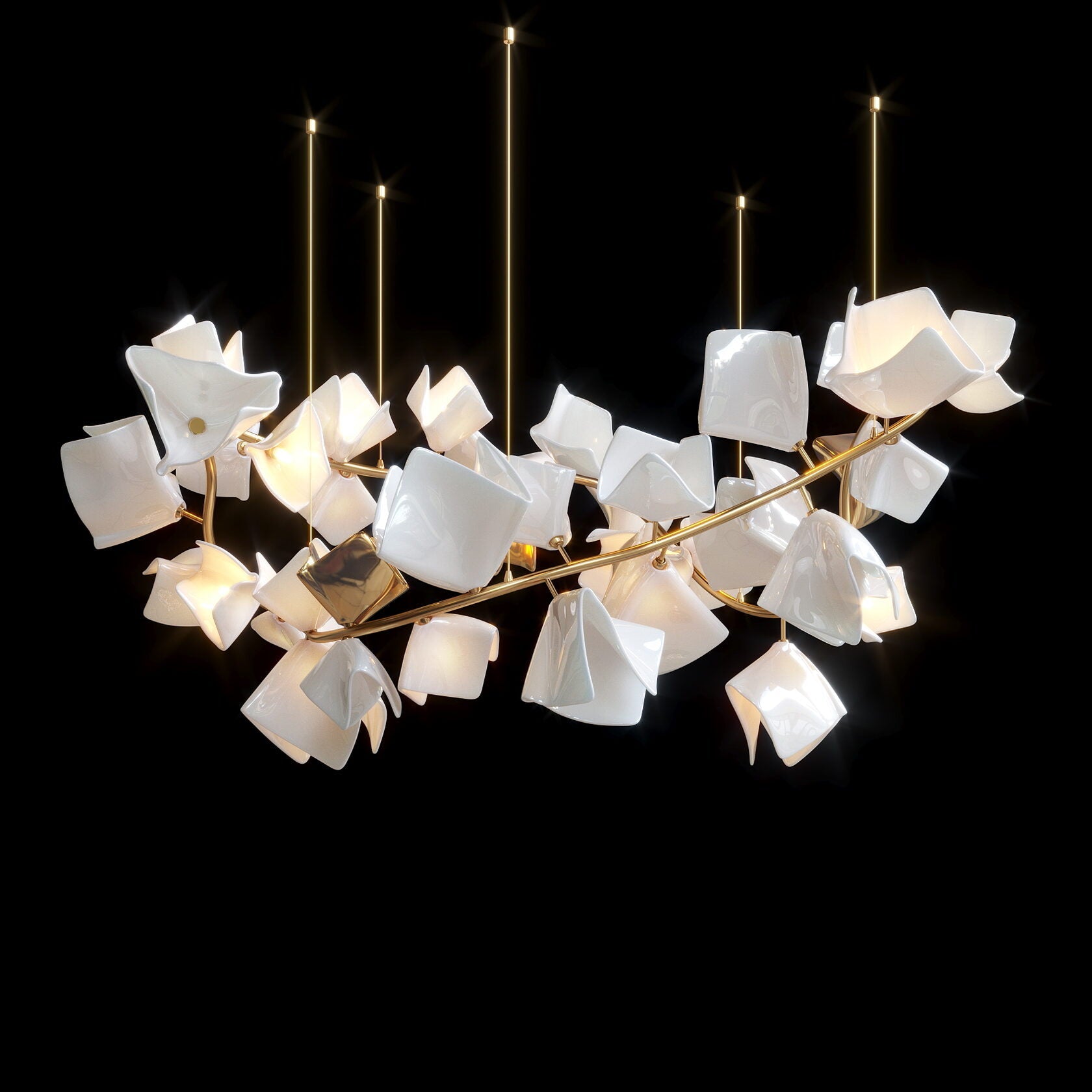 White Petal Cluster Chandelier