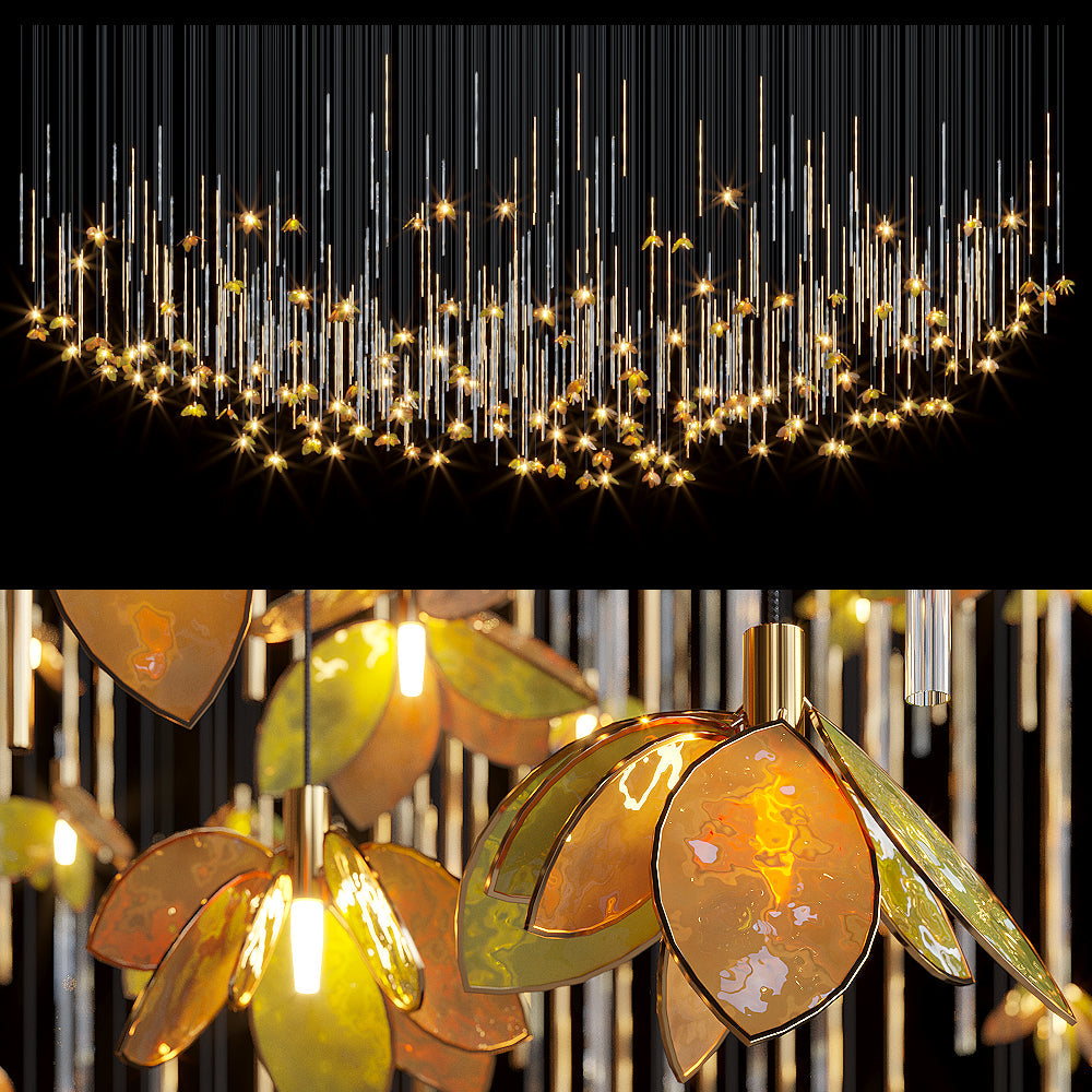 Amber Blossom Rain Chandelier