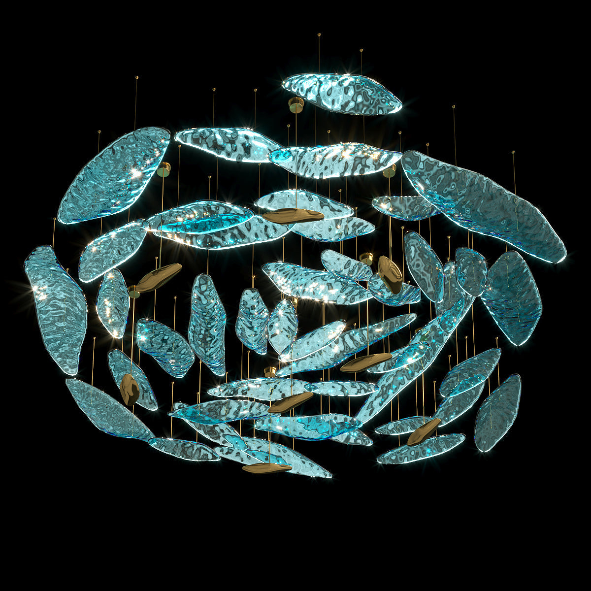 Aqua Glass Manta Orbit Chandelier