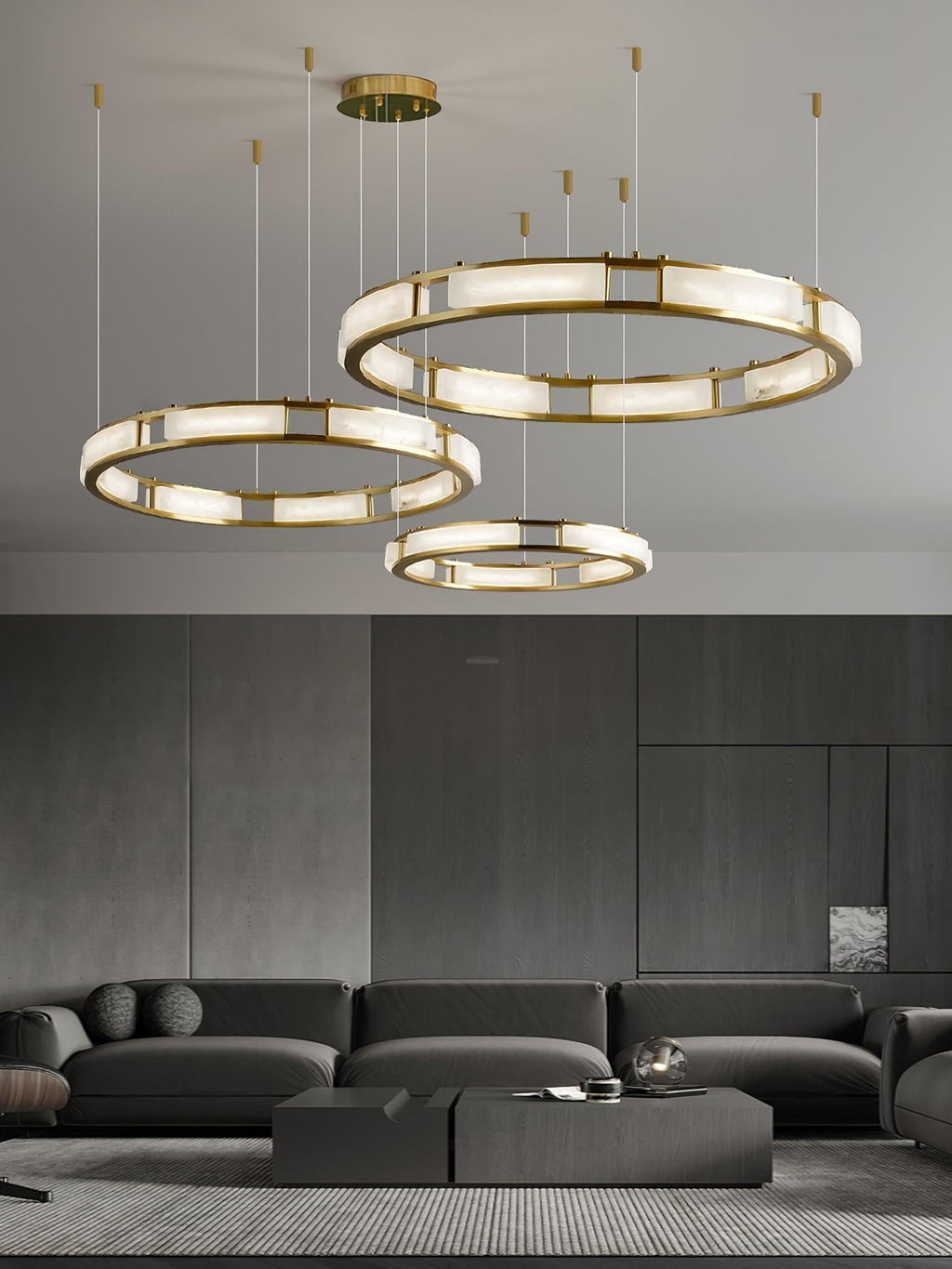 Qatar Alabaster Round Chandelier by Bling Lighting Studio