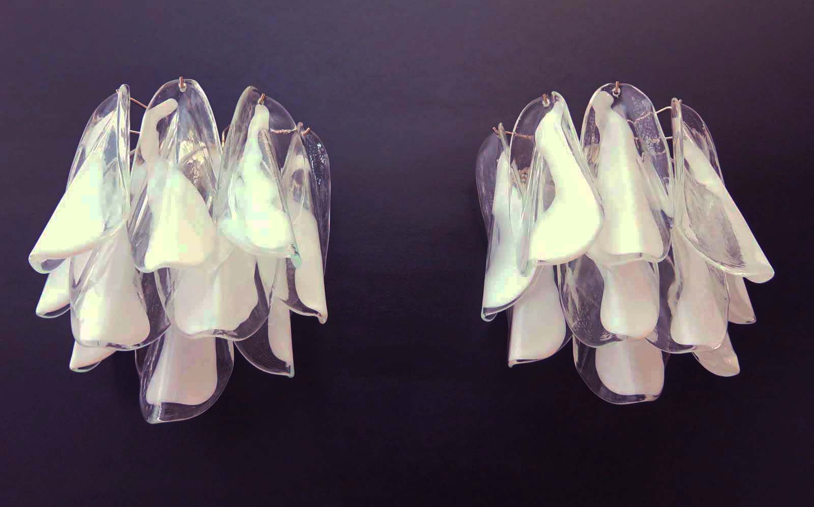 Murano Wall Lamp | 20 Clear White Rondini Glass | Set of 2