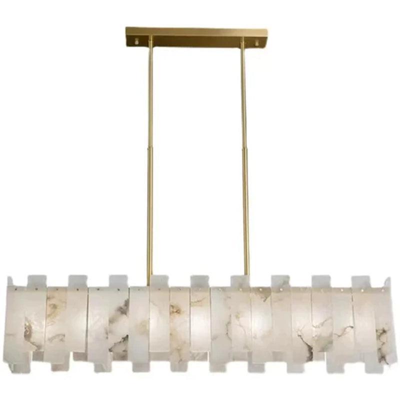 Modern Flake Alabaster Linear Chandelier by Bling Lighting Studio