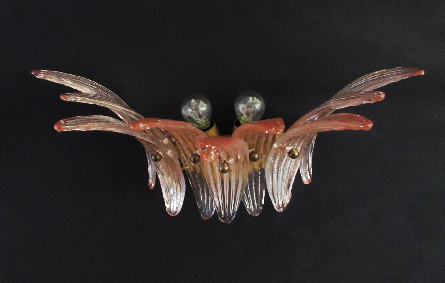 Murano Wall Lamp | 9 Pink Palmette Glass | Set of 2