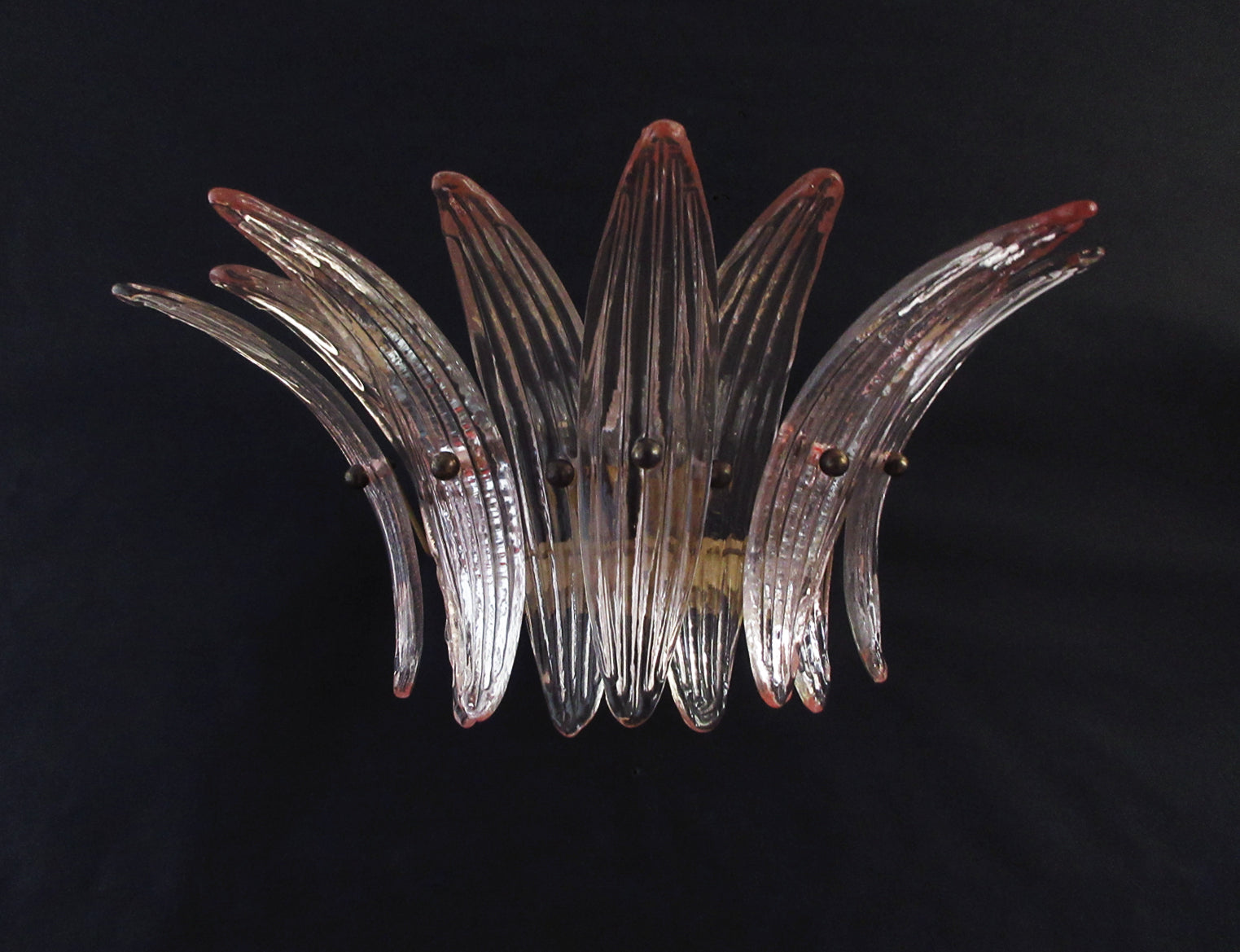 Murano Wall Lamp | 9 Pink Palmette Glass | Set of 2
