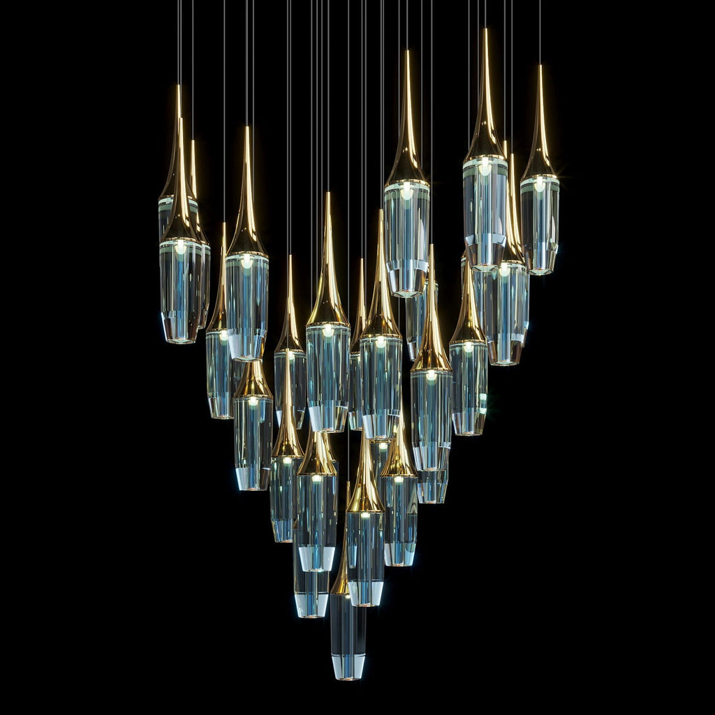 Aqua Crystal Spire Chandelier
