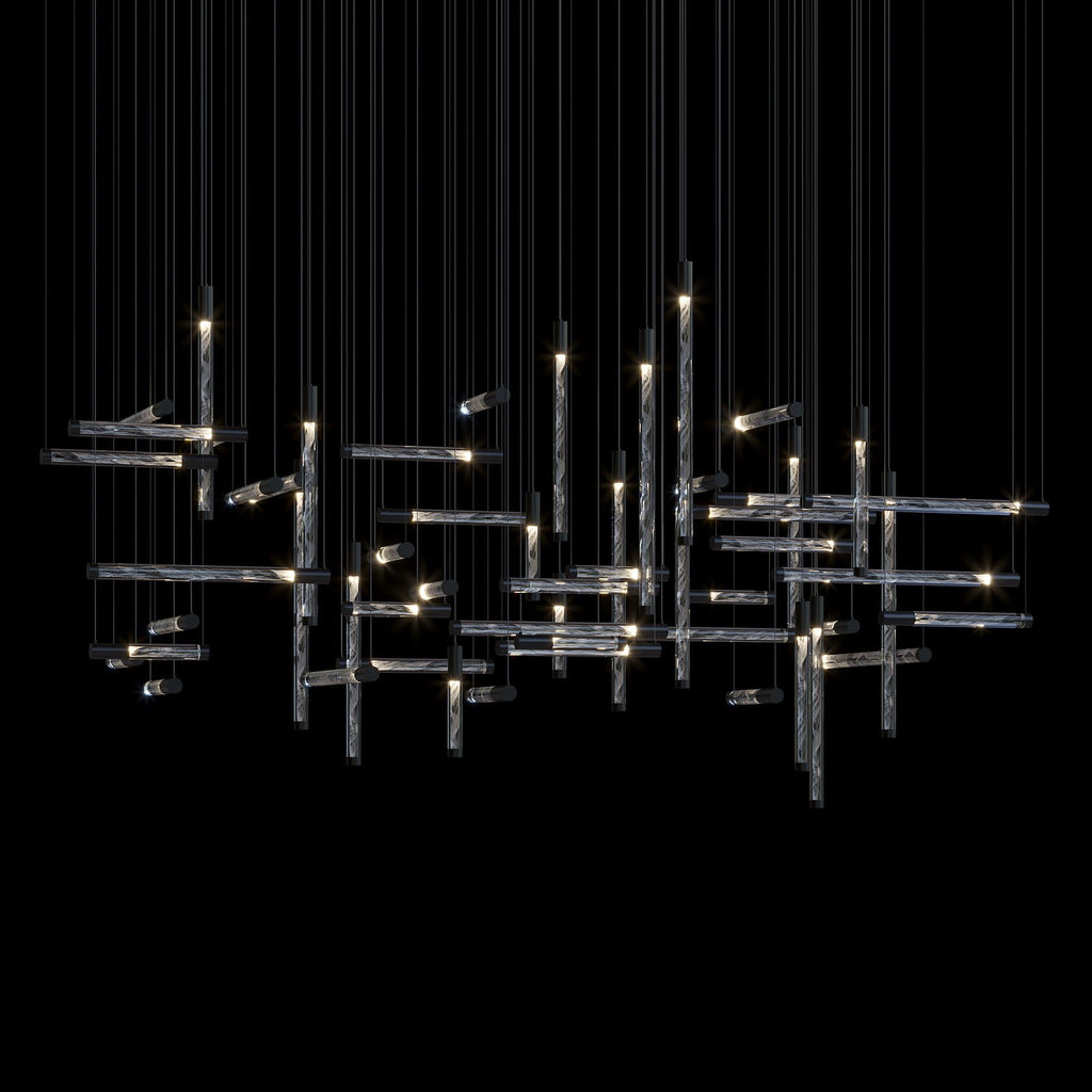 Crystal Beam Grid Chandelier