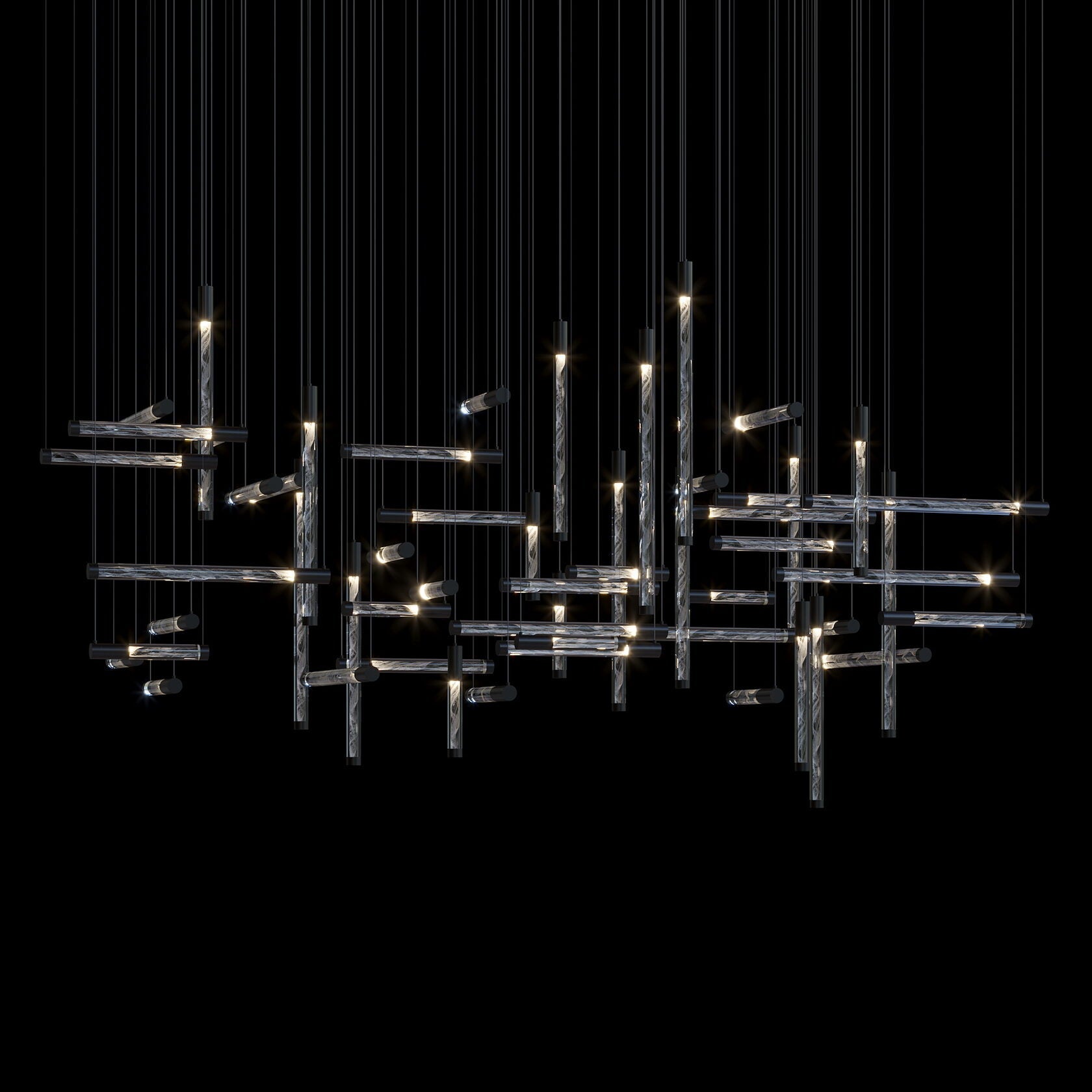 Crystal Beam Grid Chandelier