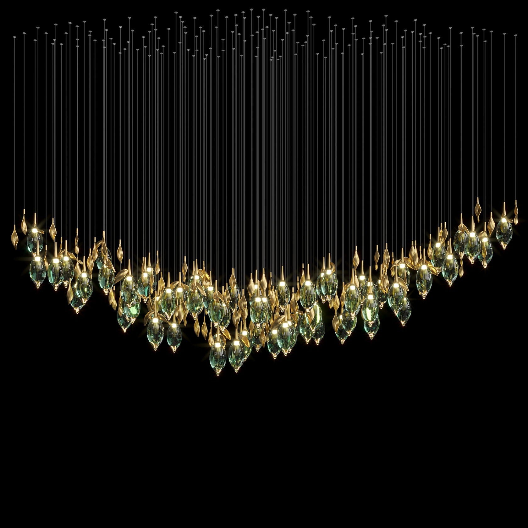 Aqua Seed Pod Chandelier