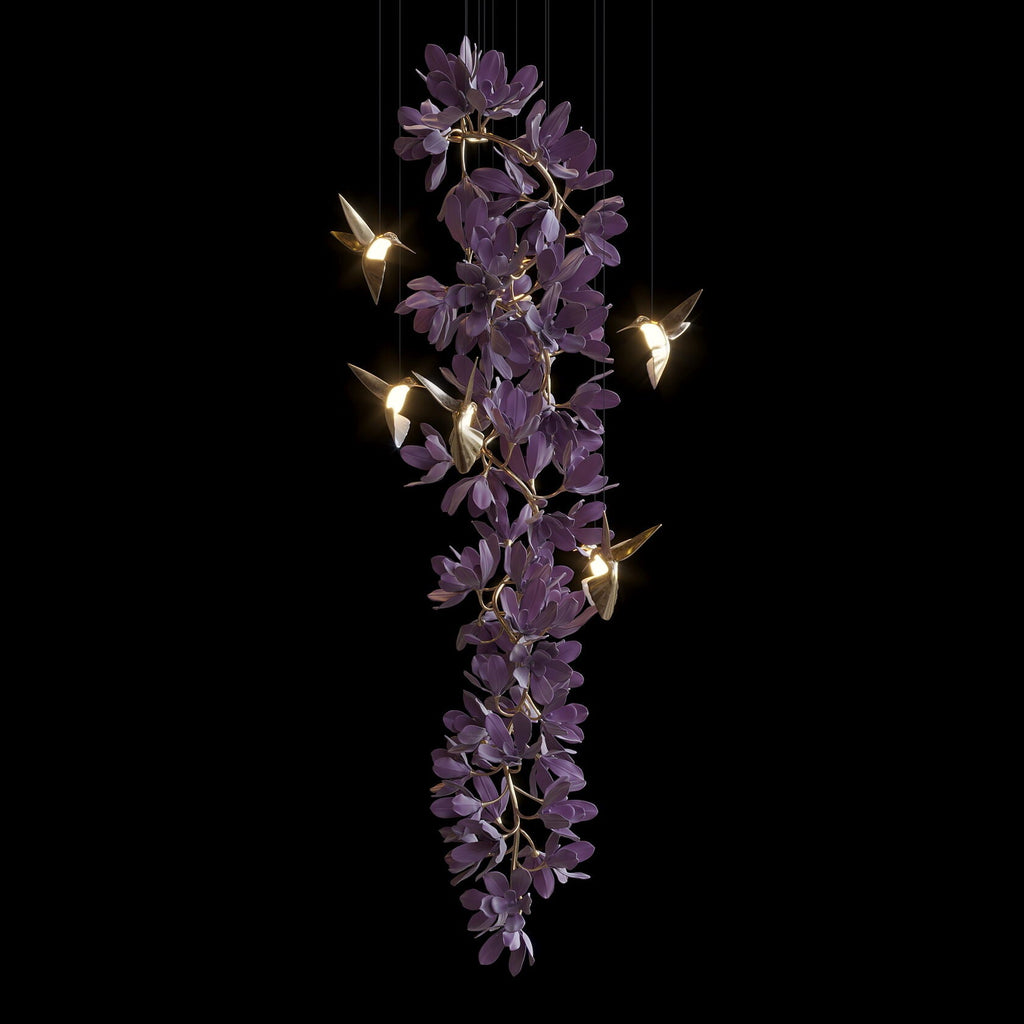 Violet Blossom Bird Chandelier