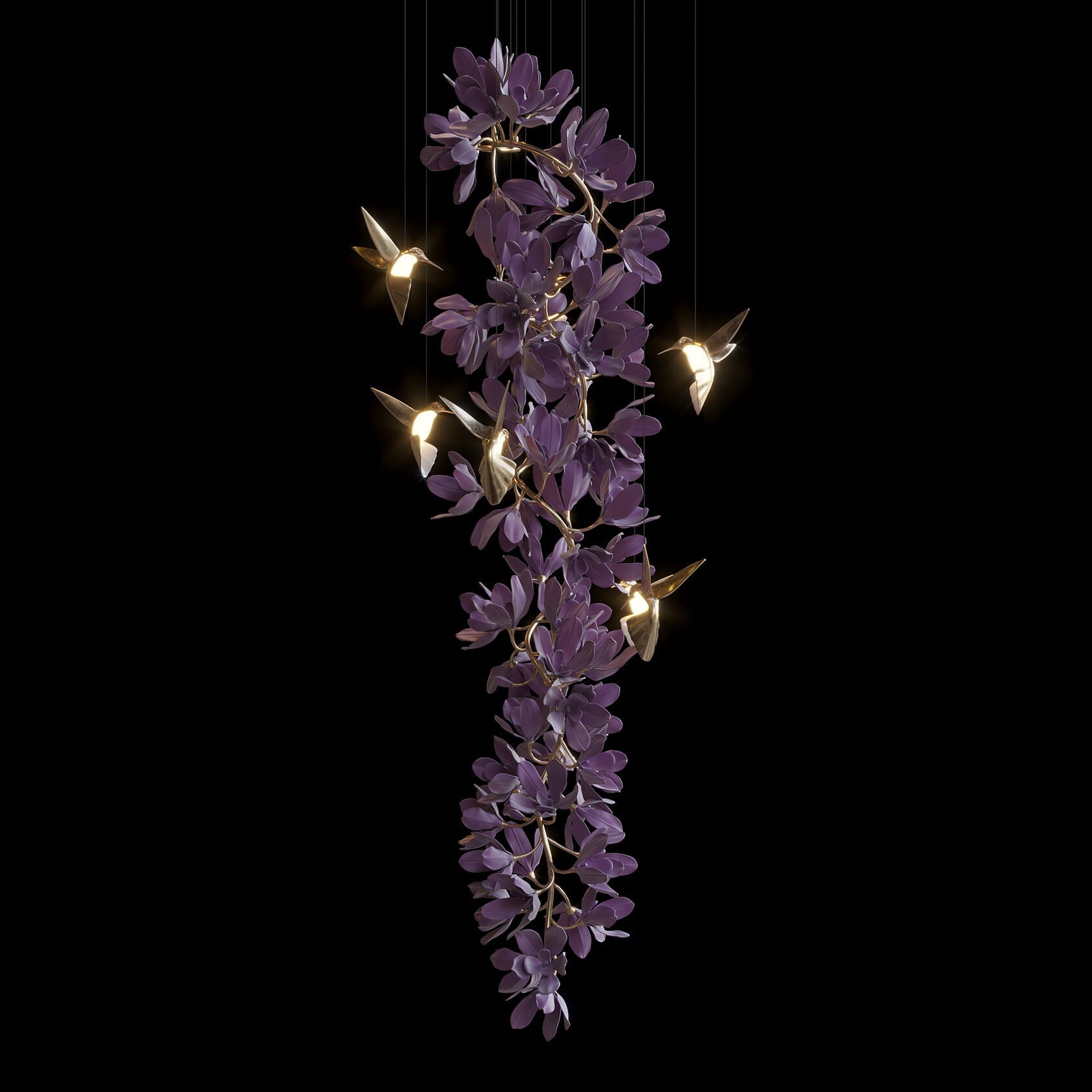 Violet Blossom Bird Chandelier