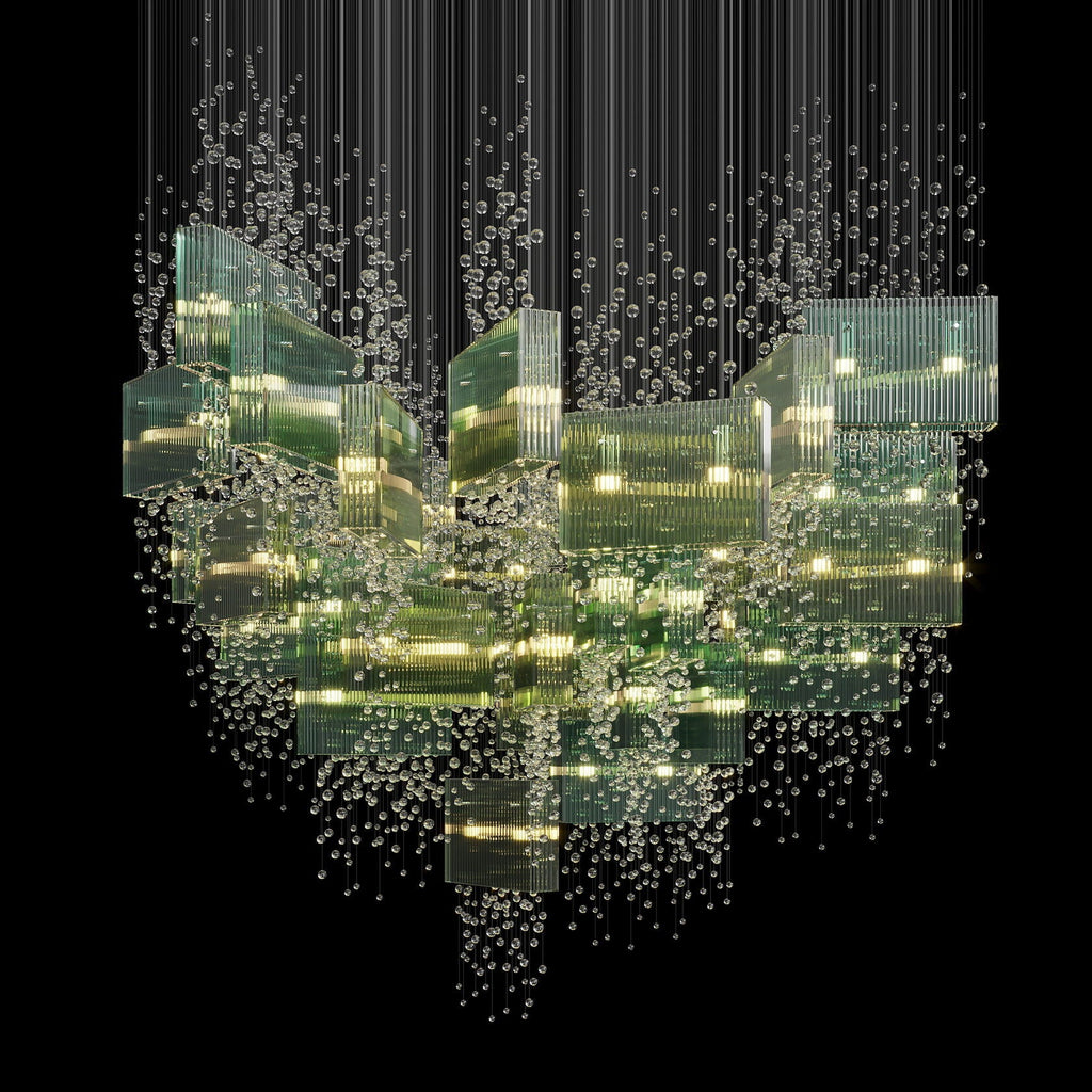 Green Crystal Rain Chandelier