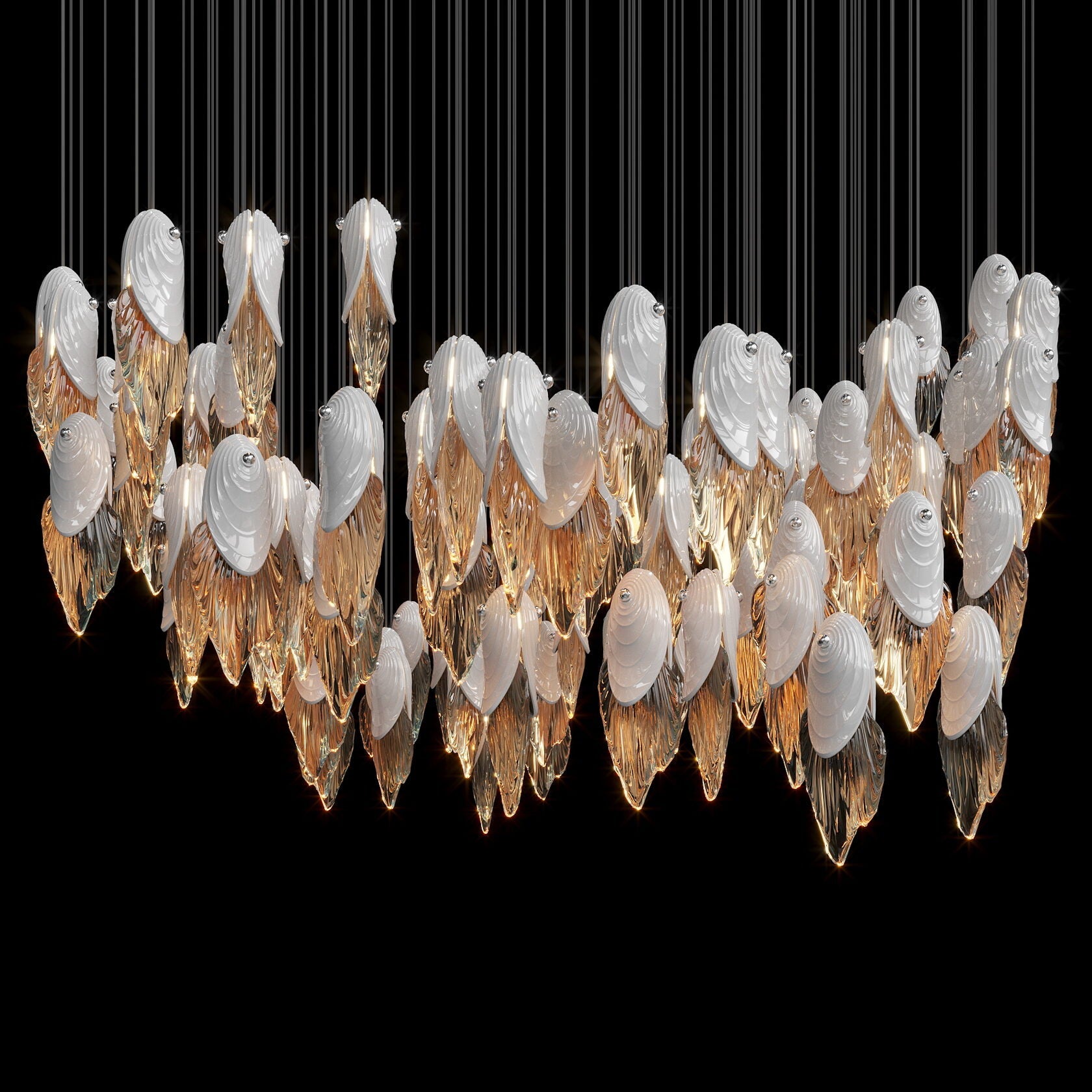 White Shell Cascade Chandelier