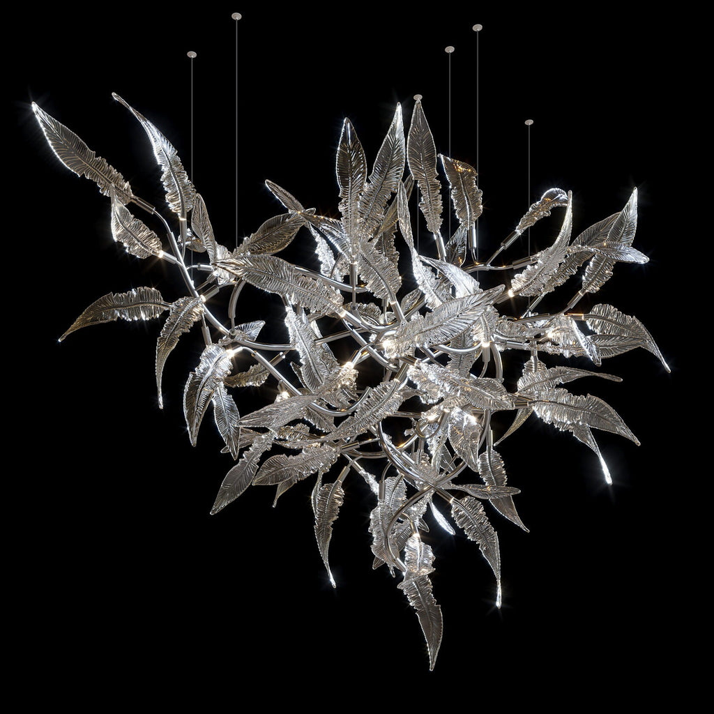 Pink Silver Leaf Vine Chandelier
