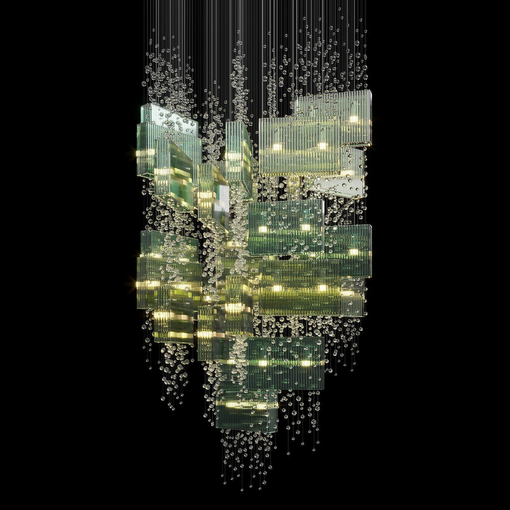 Green Crystal Rain Chandelier