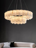 Halos Alabaster Round/Square Chandelier by Bling Lighting Studio