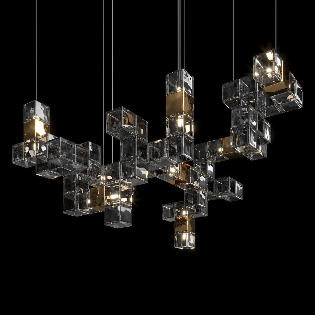 Smoke Cube Grid Chandelier