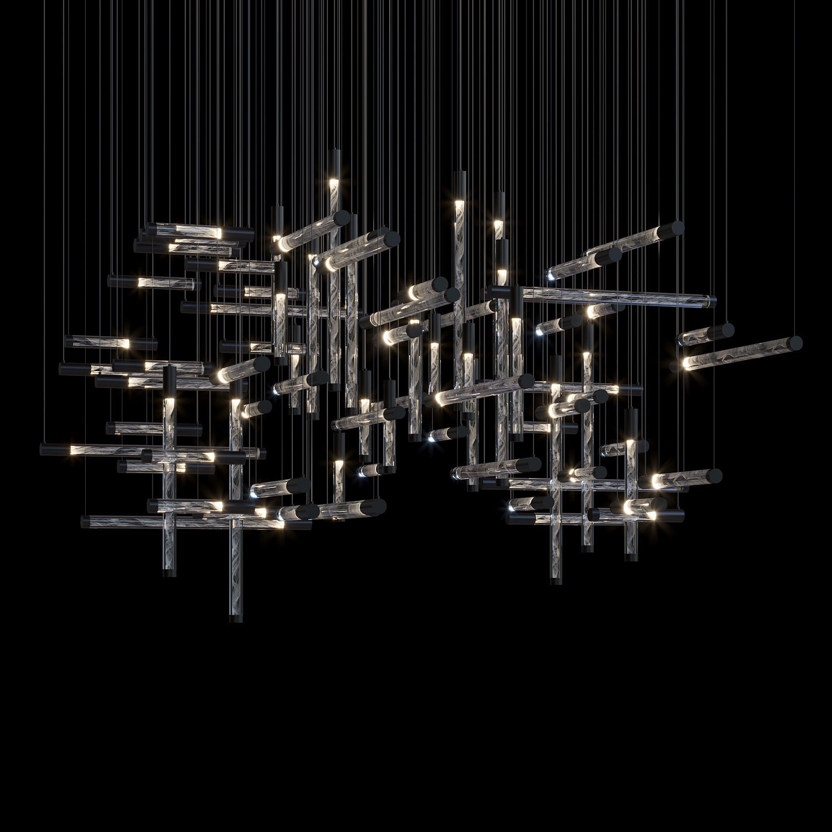 Crystal Beam Grid Chandelier