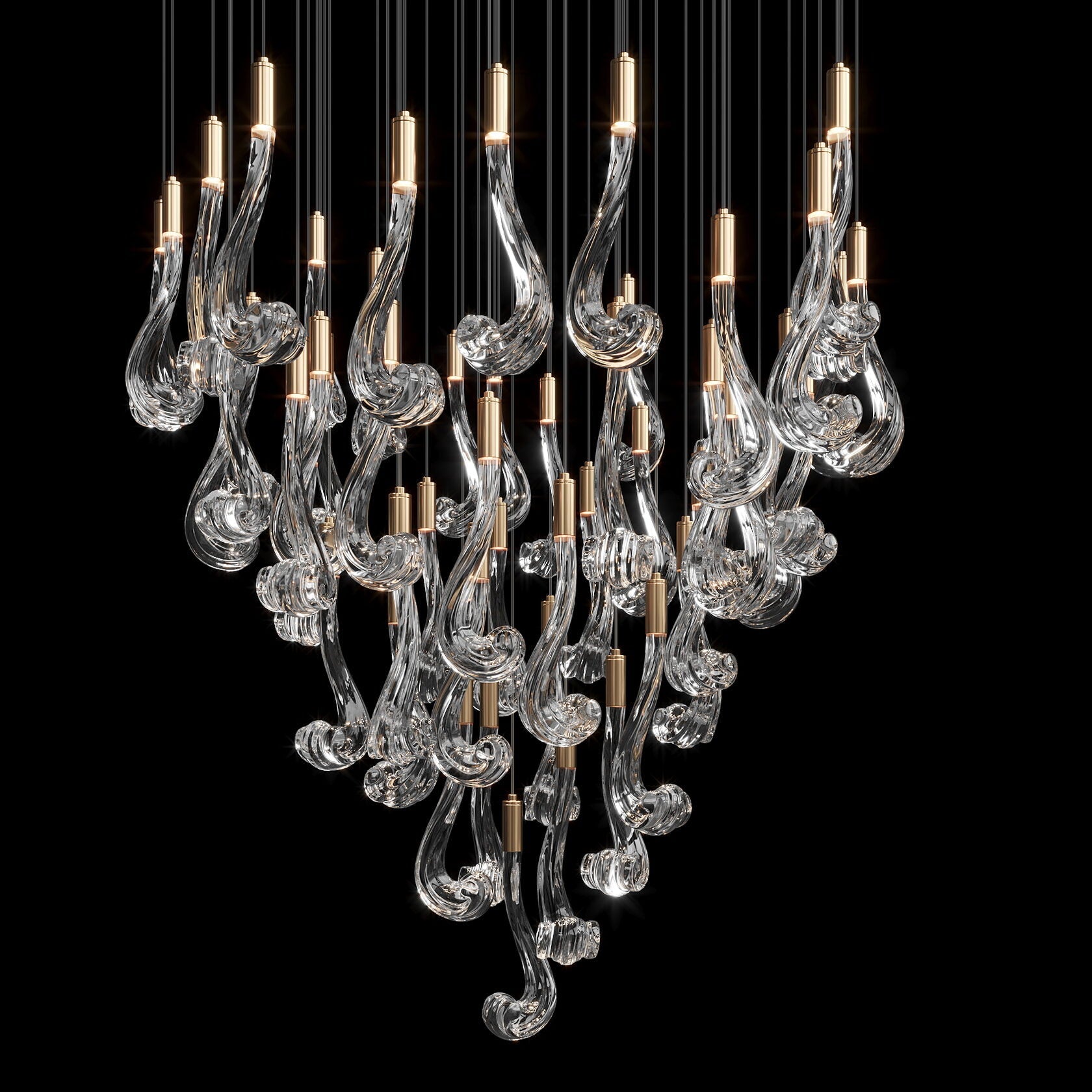 Crystal Scroll Cascade Chandelier