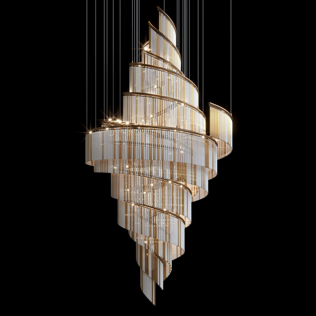 Crystal Spiral Halo Chandelier