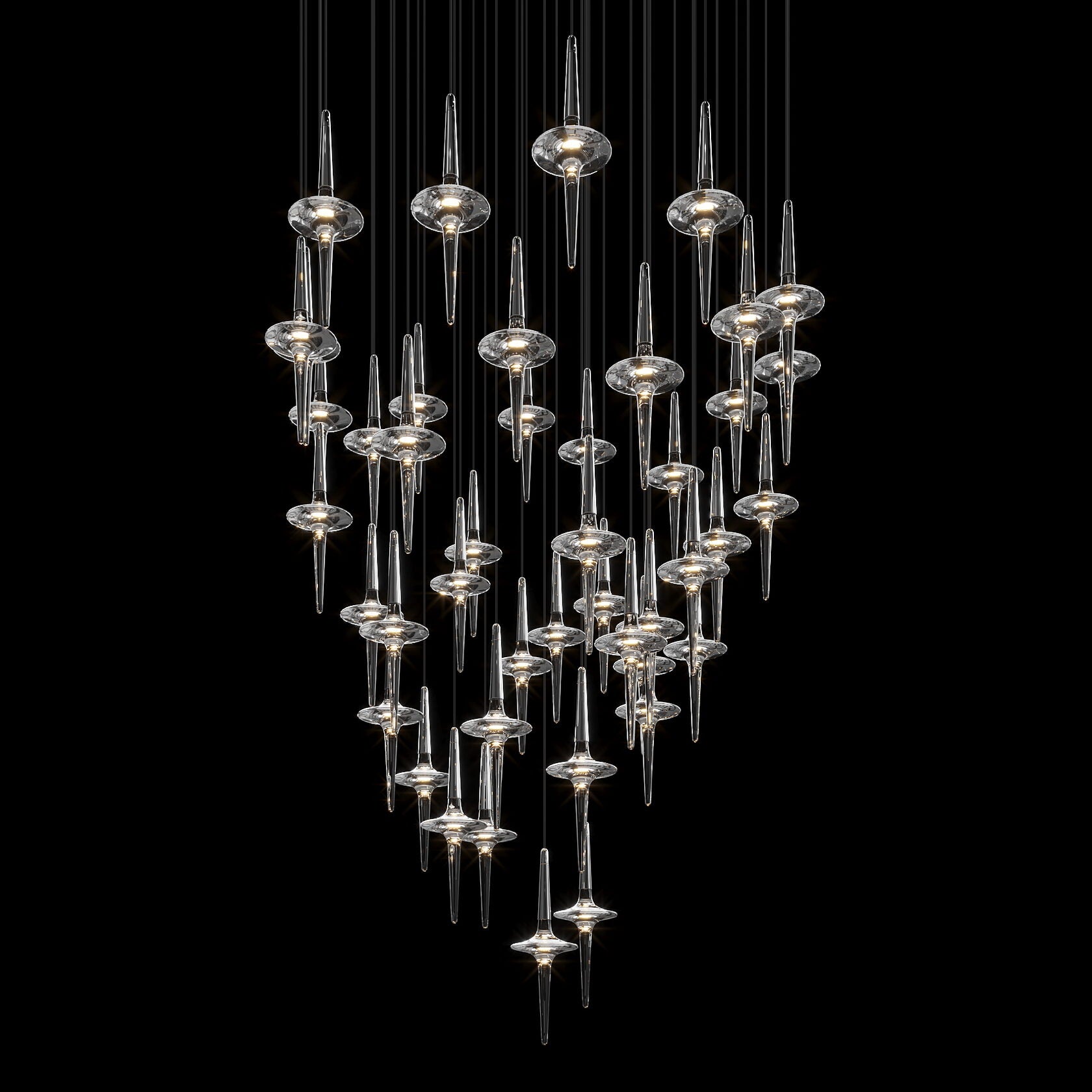 Crystal Icicle Saucer Chandelier