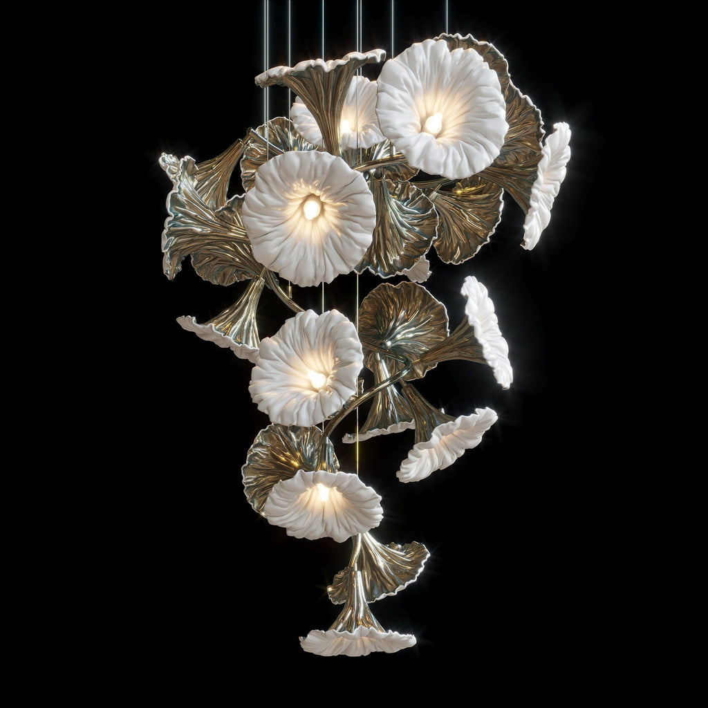 White Ginkgo Bloom Chandelier