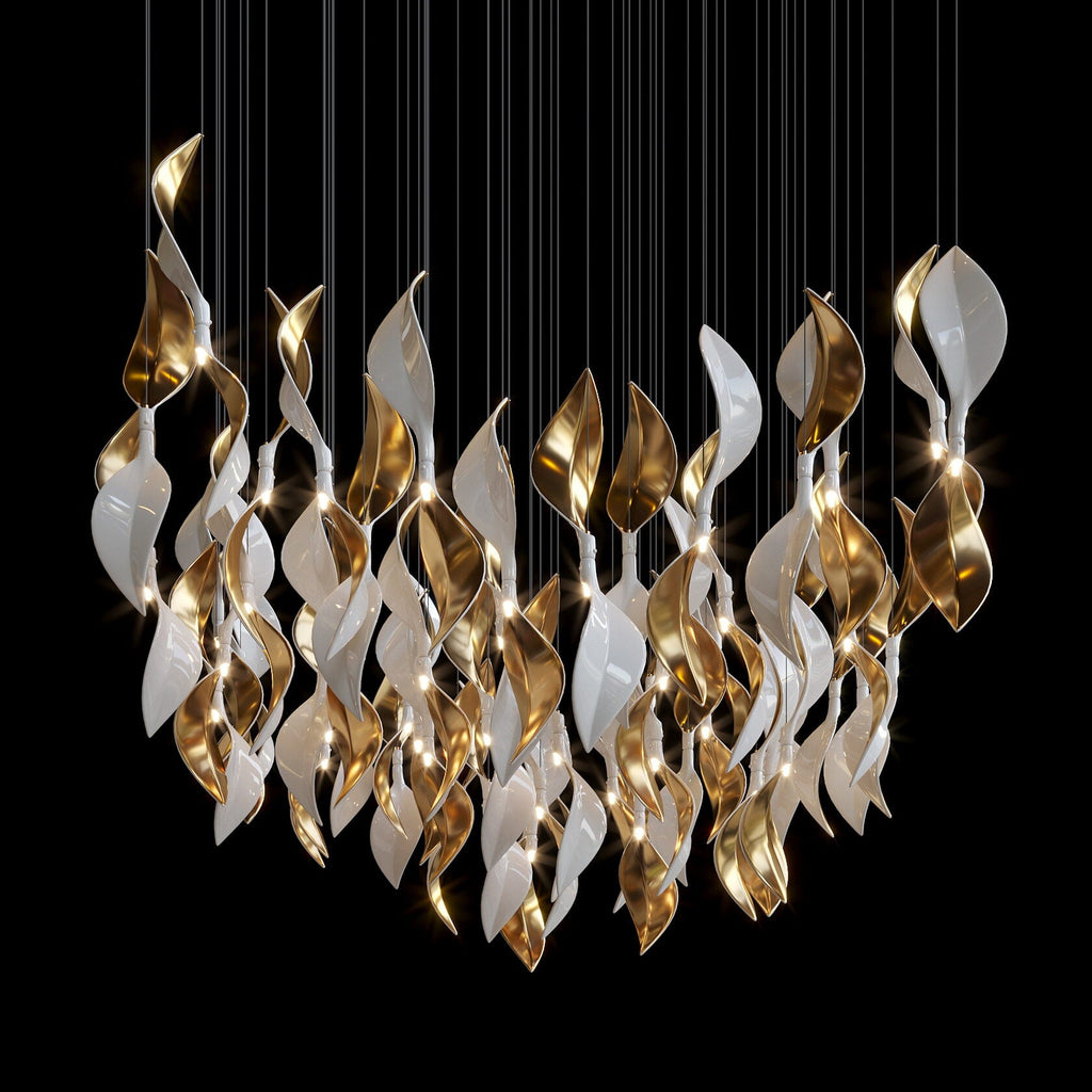 White Twist Leaf Garland Chandelier