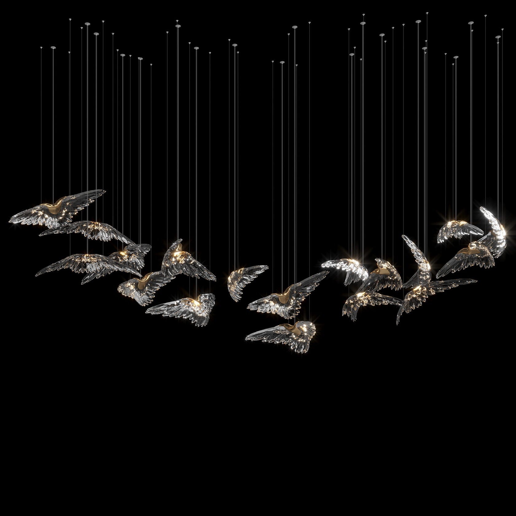 Crystal Heron Flight Chandelier
