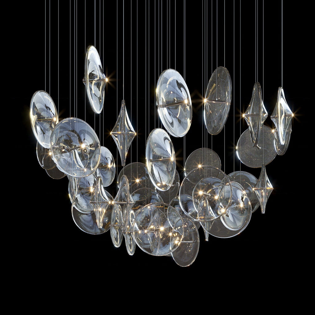 Smoke Glass Disc Cluster Chandelier