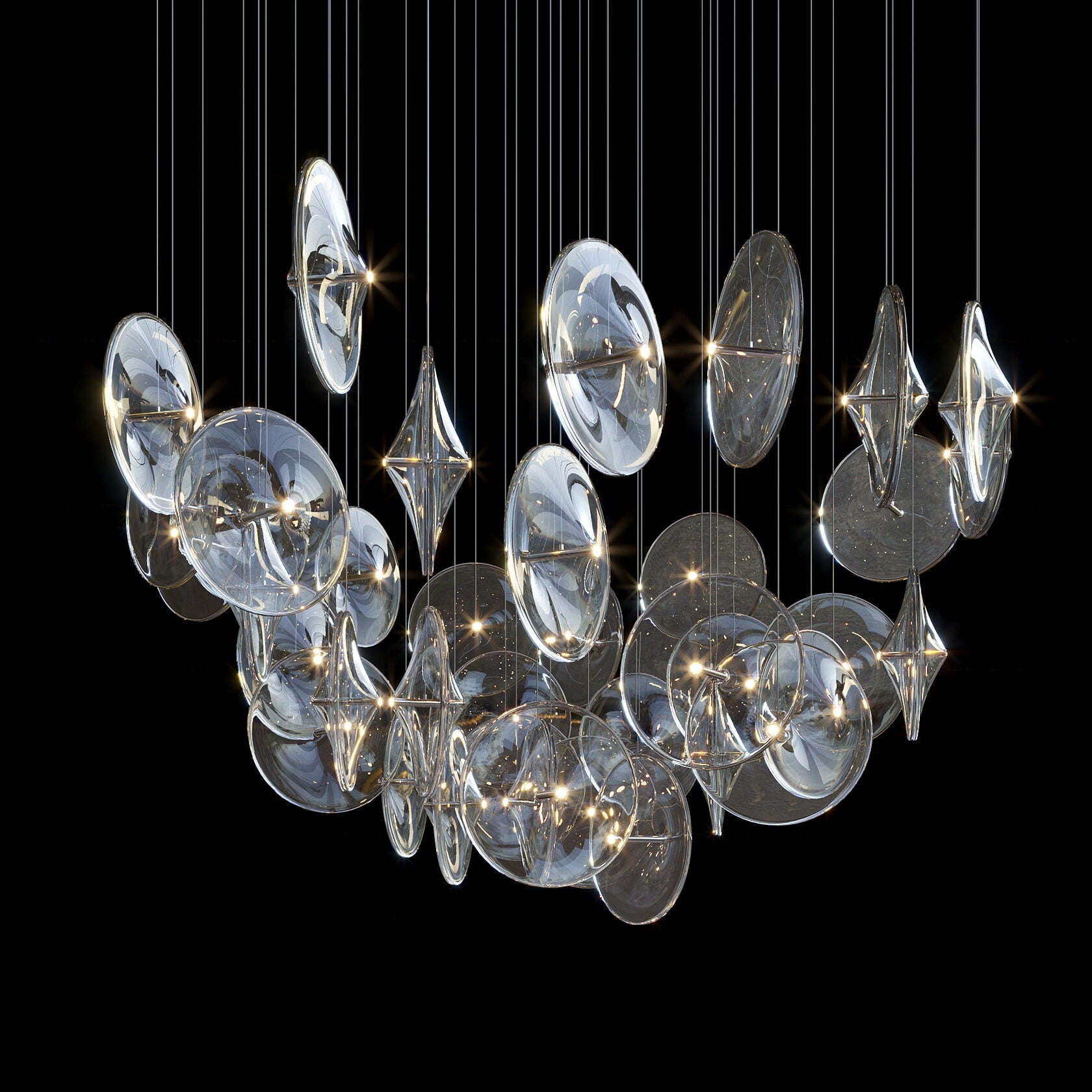Smoke Glass Disc Cluster Chandelier