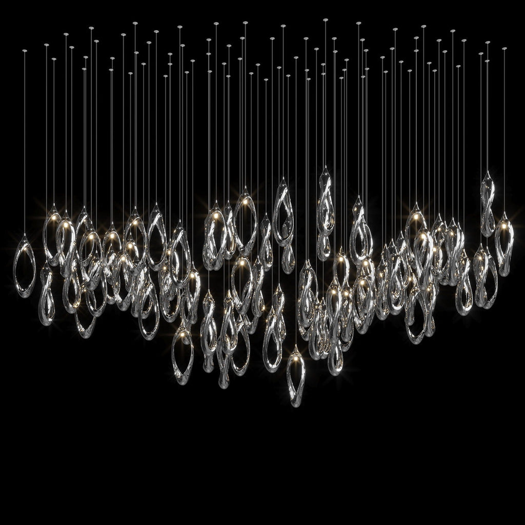 White Ribbon Loop Chandelier