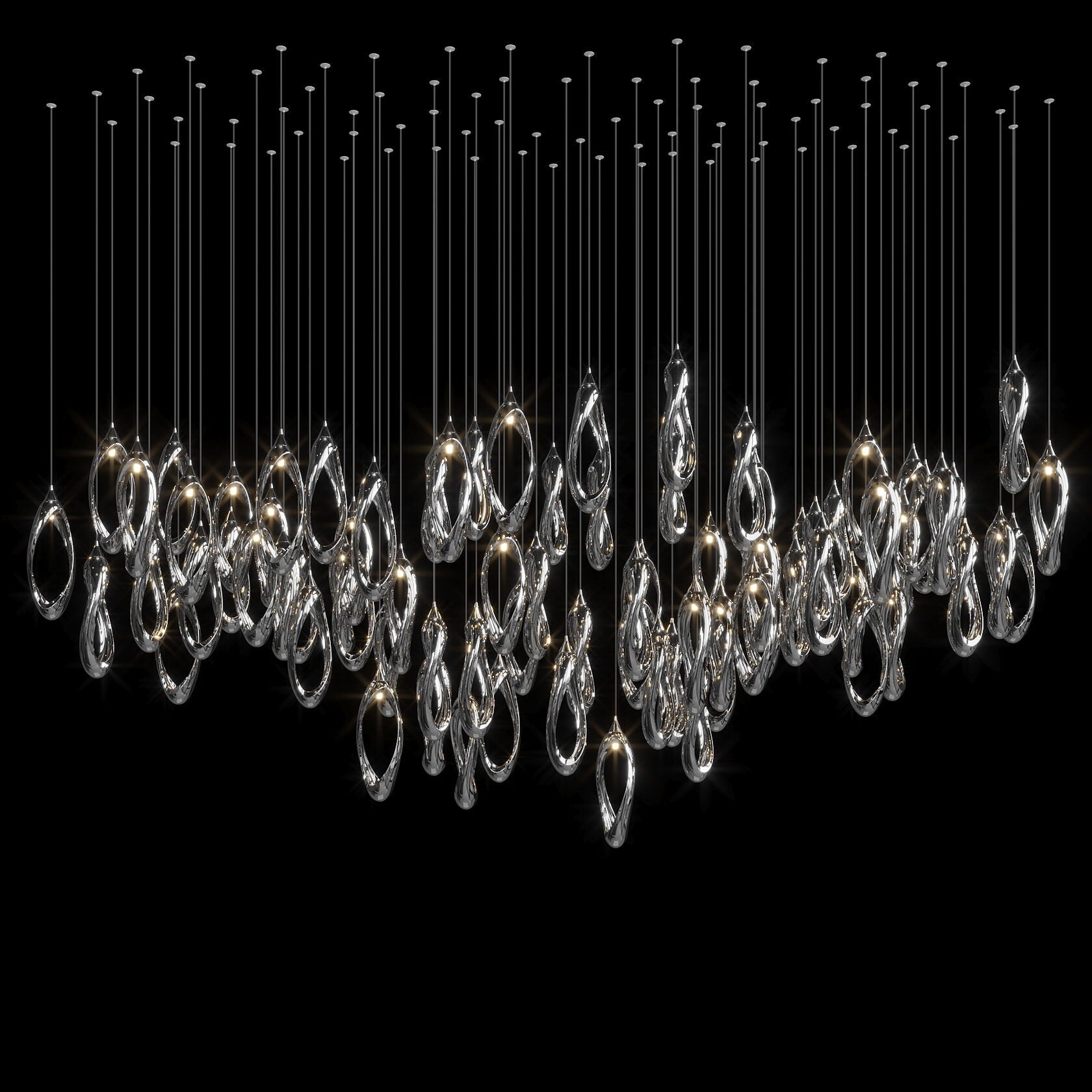 White Ribbon Loop Chandelier