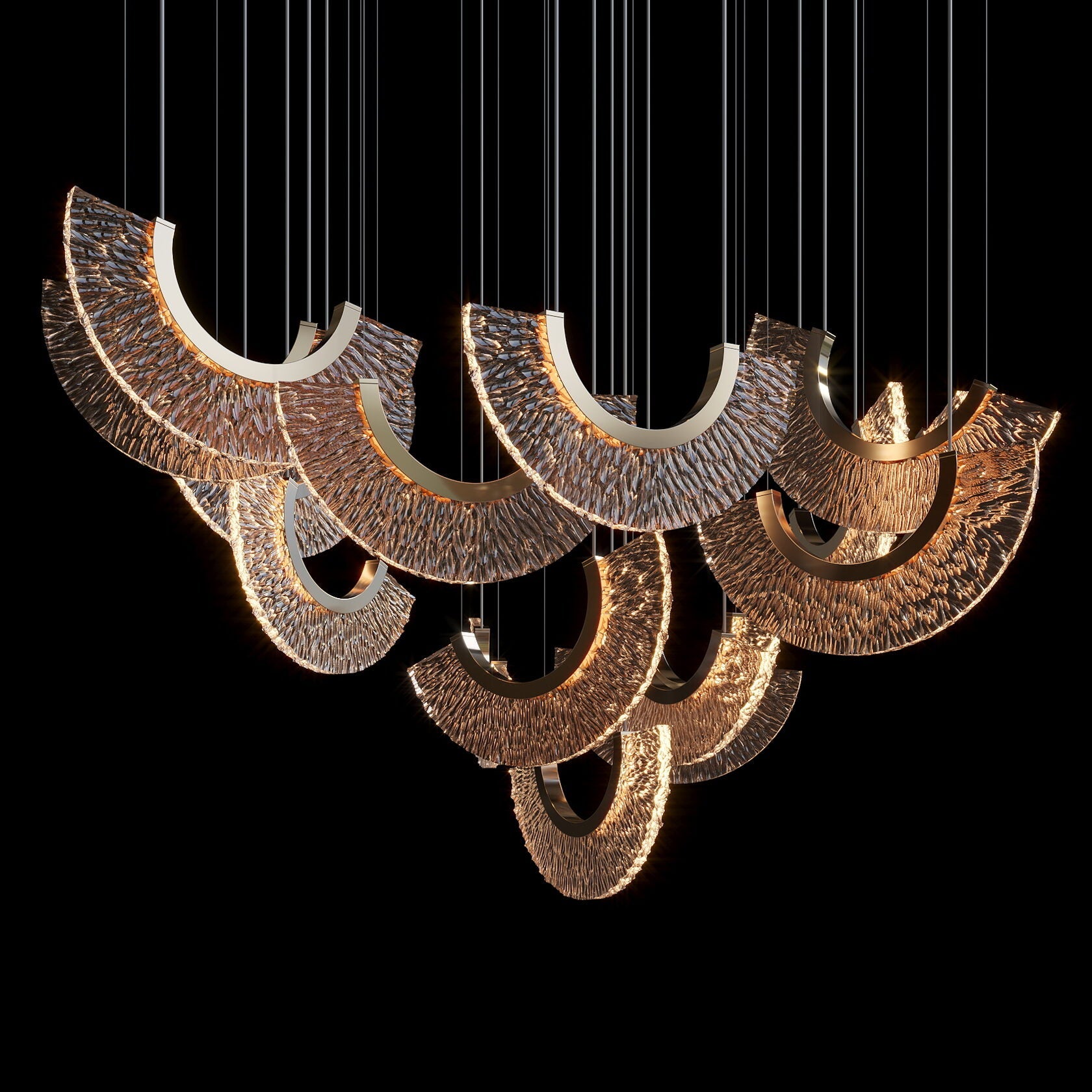 Crystal Fan Arc Chandelier