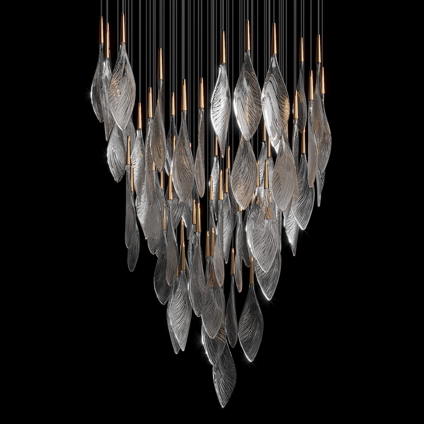Smoke Feather Cascade Chandelier