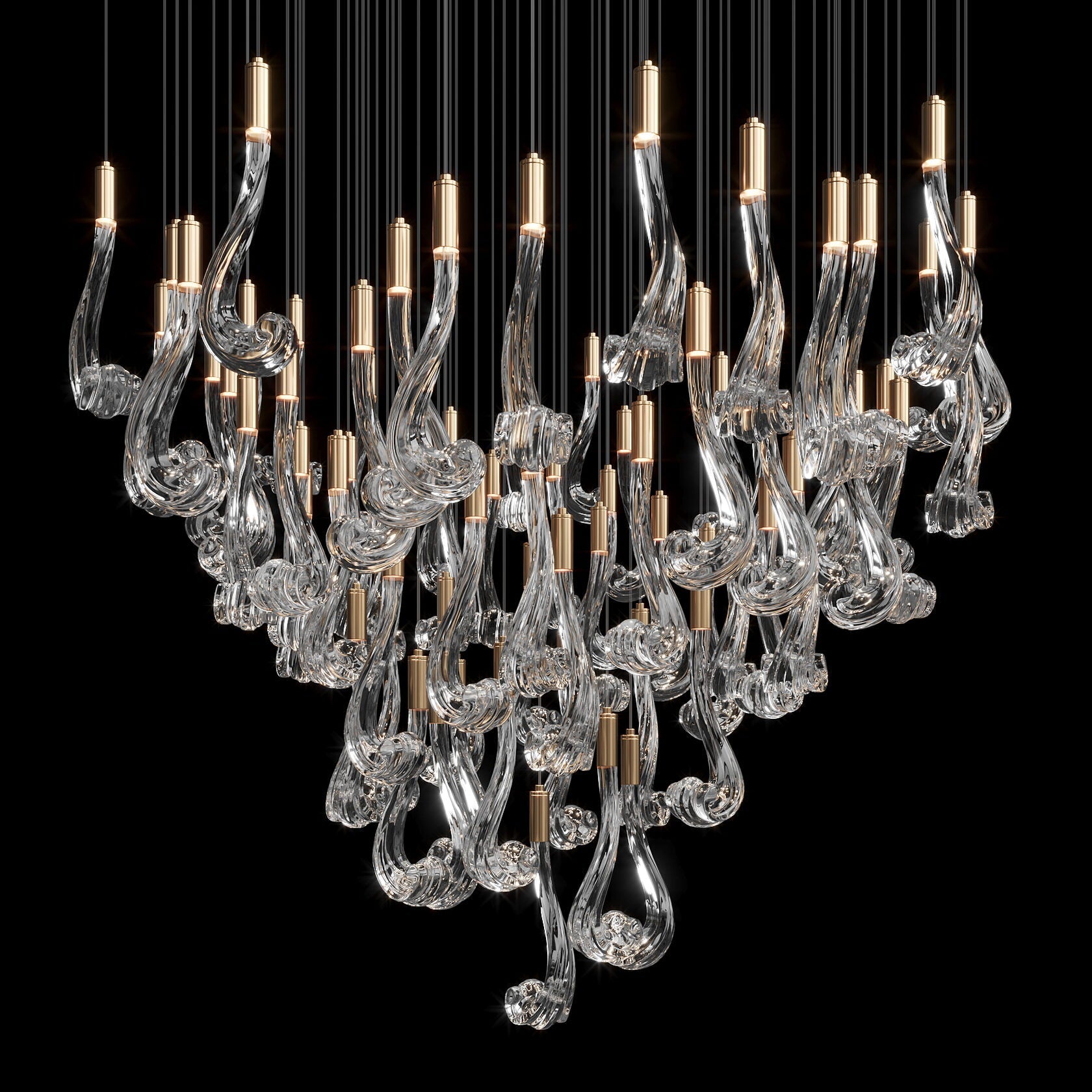 Crystal Scroll Cascade Chandelier