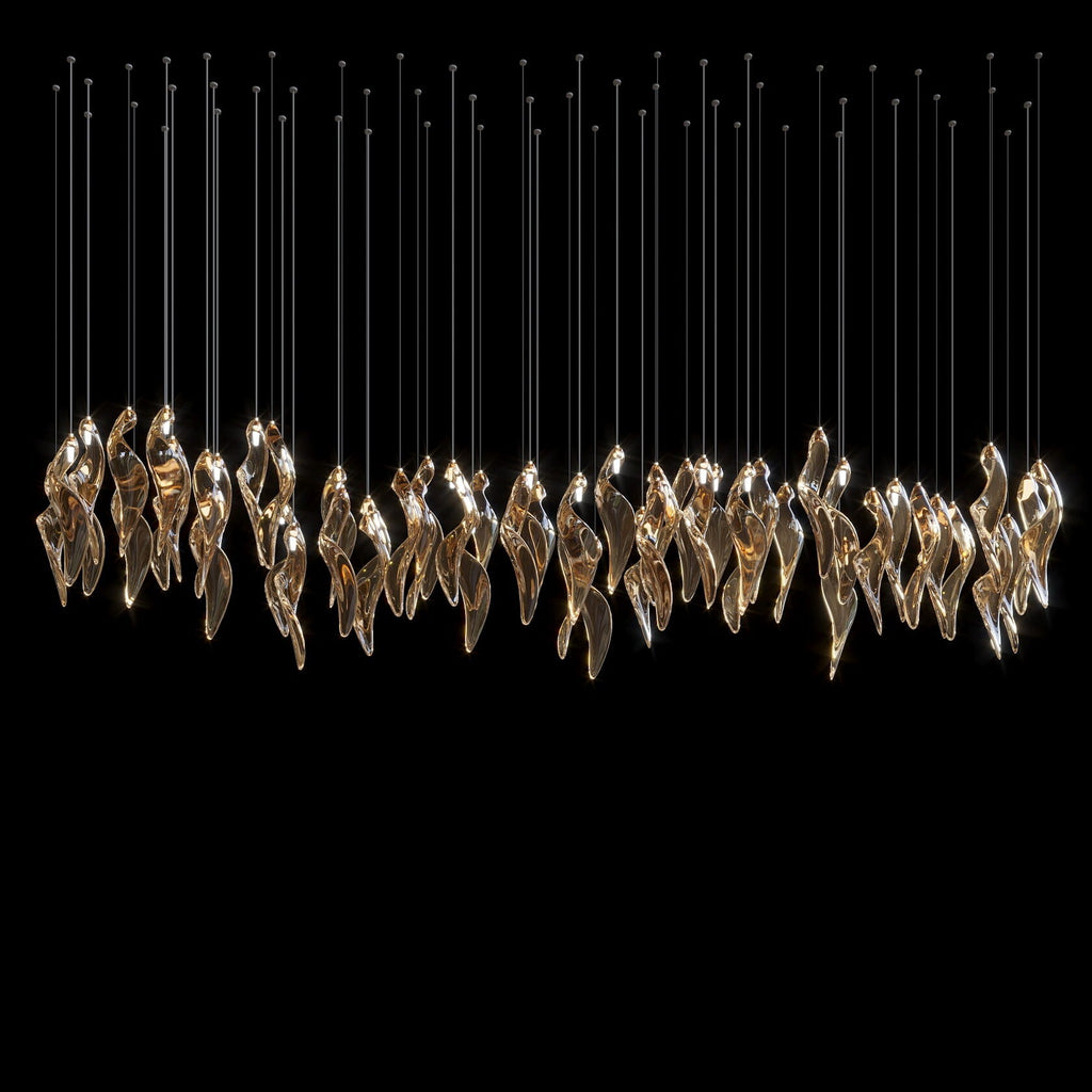 Amber Glass Flame Cascade Chandelier