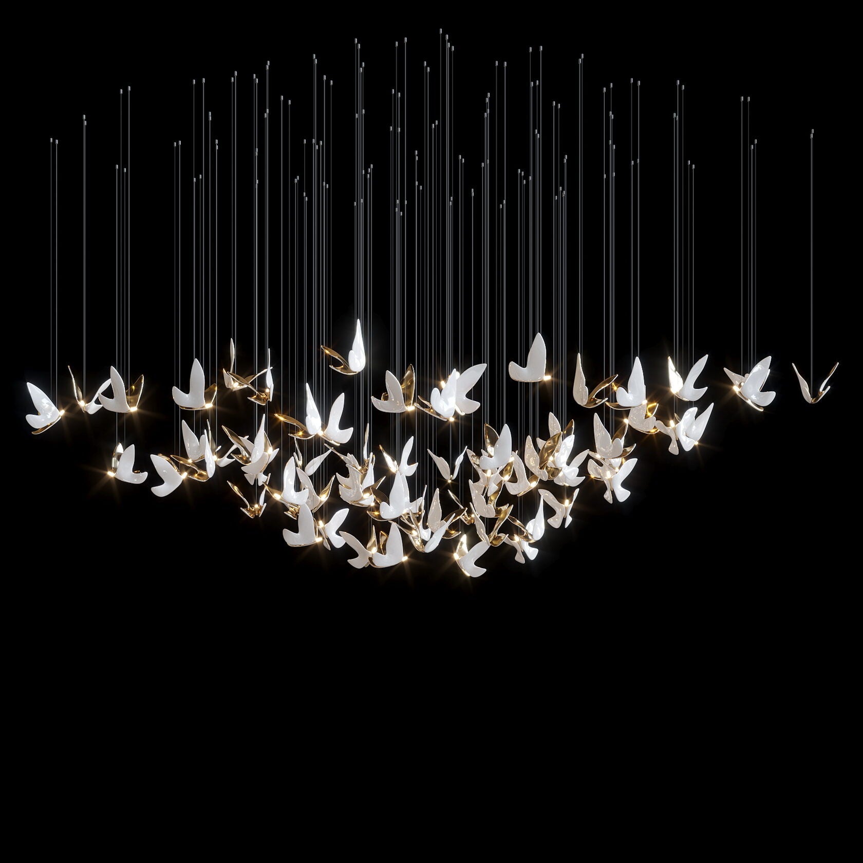 White Butterfly Flight Chandelier