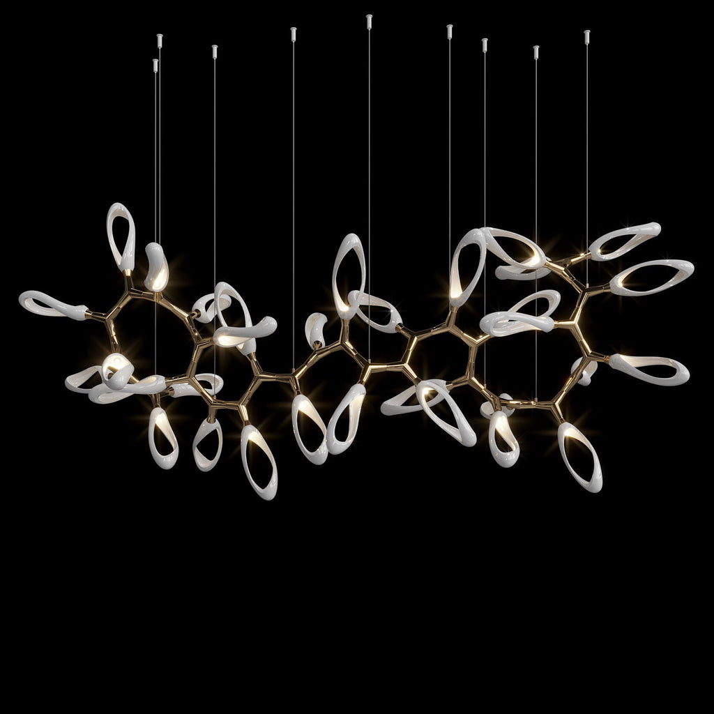 White Orbital Branch Chandelier