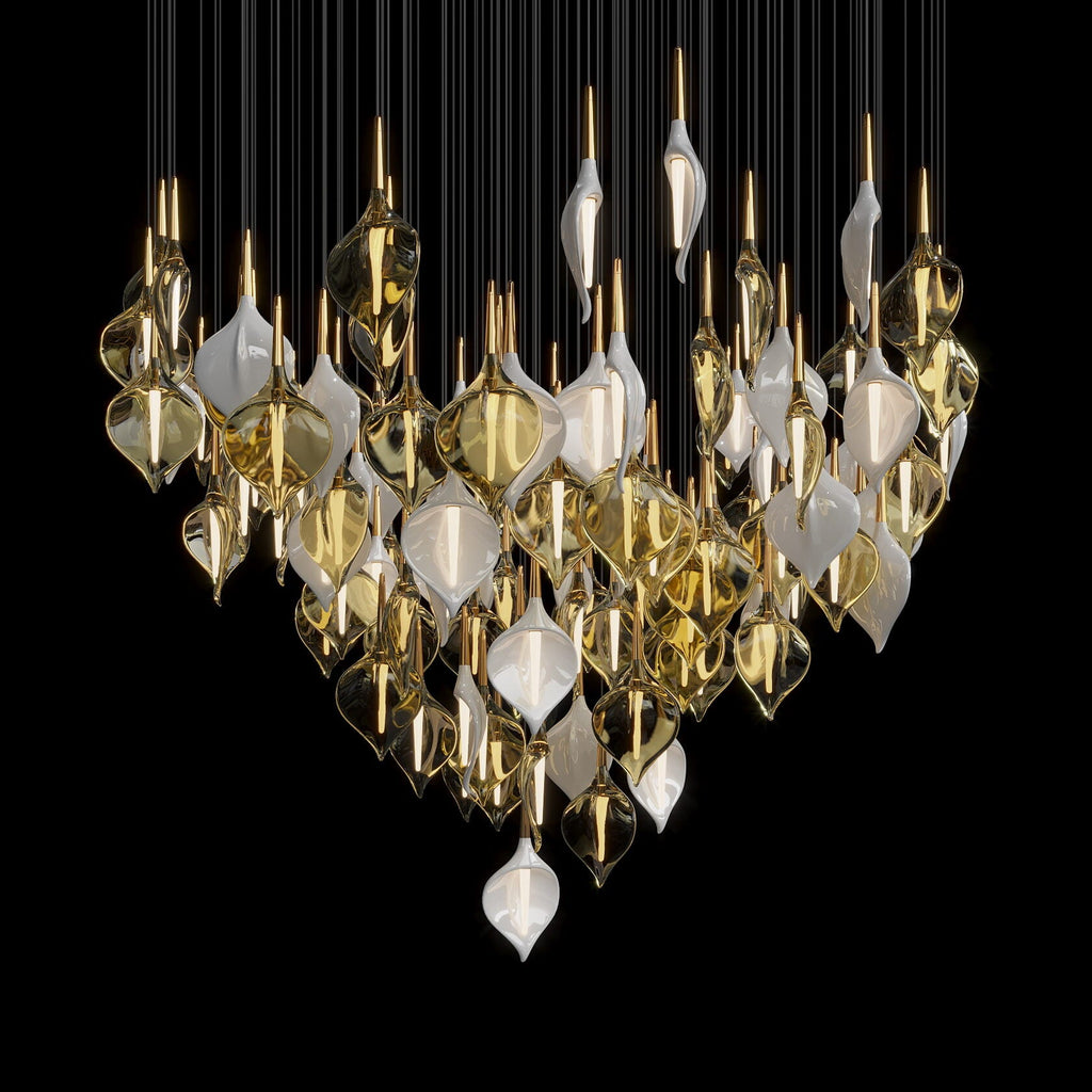 Gold Petal Cluster Chandelier