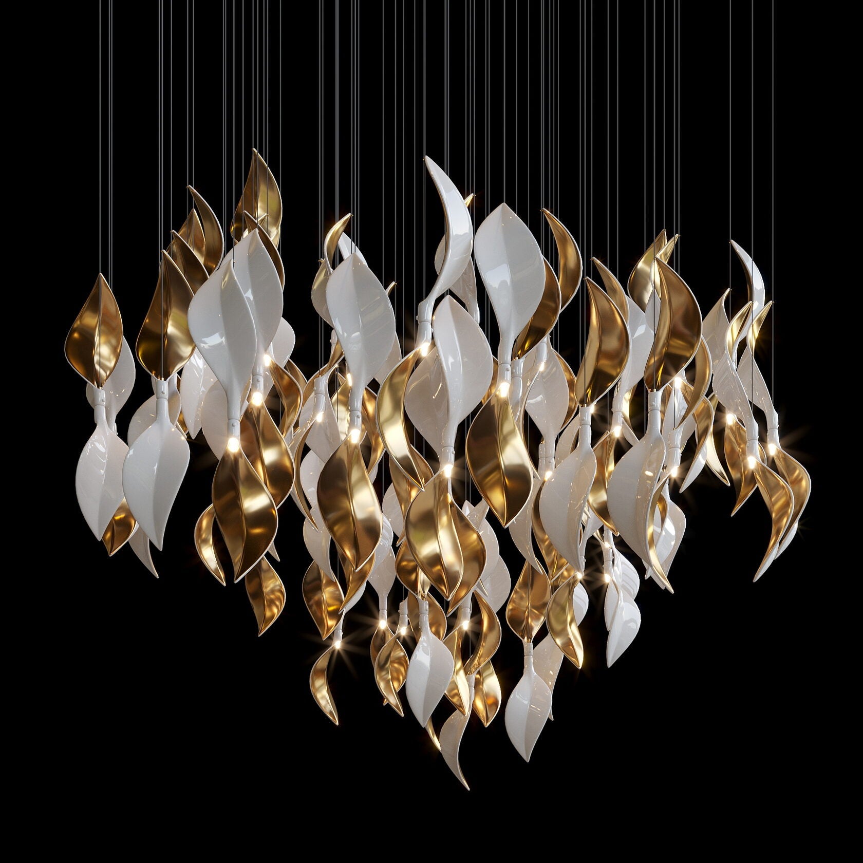 White Twist Leaf Garland Chandelier